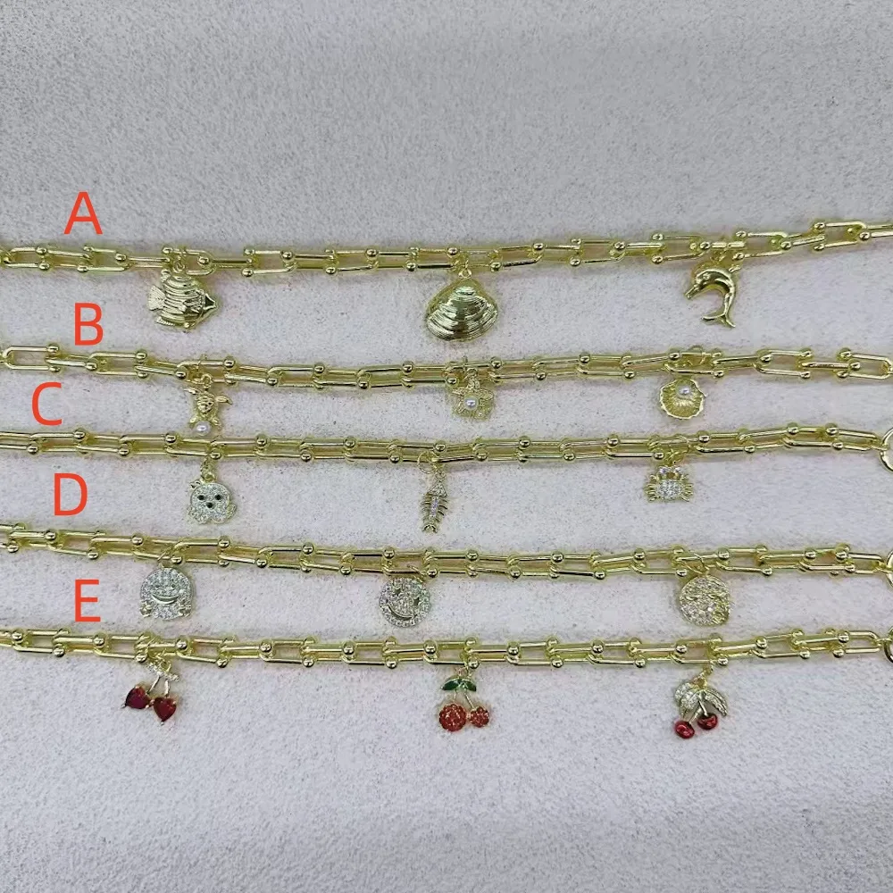 Cherry Smiley Face Crab Vacation Beach Sweet Copper 18K Gold Plated Bracelets Polishing Enamel Plating Safety Clasp Closure display picture 3