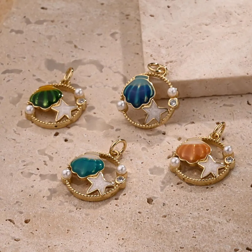 1 Pc/Package Copper 18K Gold Plated Polished Shell Pendant display picture 1