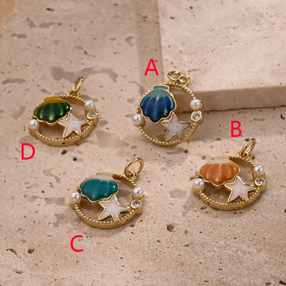 1 Pc/Package Copper 18K Gold Plated Polished Shell Pendant display picture 2