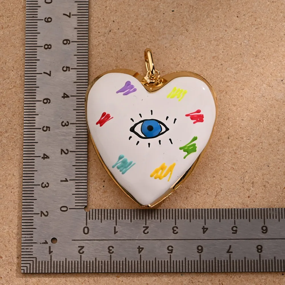 1 Pc/paquet Le Cuivre Plaqué Or 18K Brillant Coeur Rouge Pendentif display picture 4