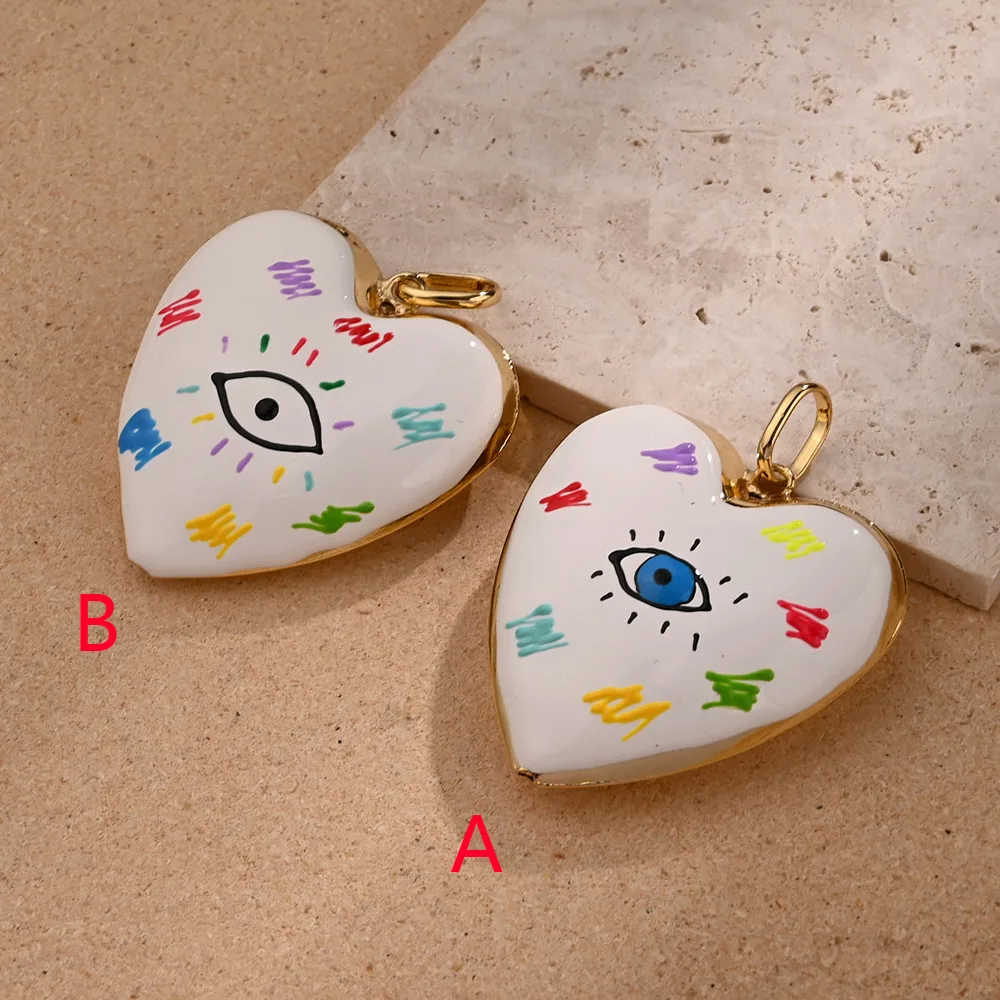 1 Pc/paquet Le Cuivre Plaqué Or 18K Brillant Coeur Rouge Pendentif display picture 2