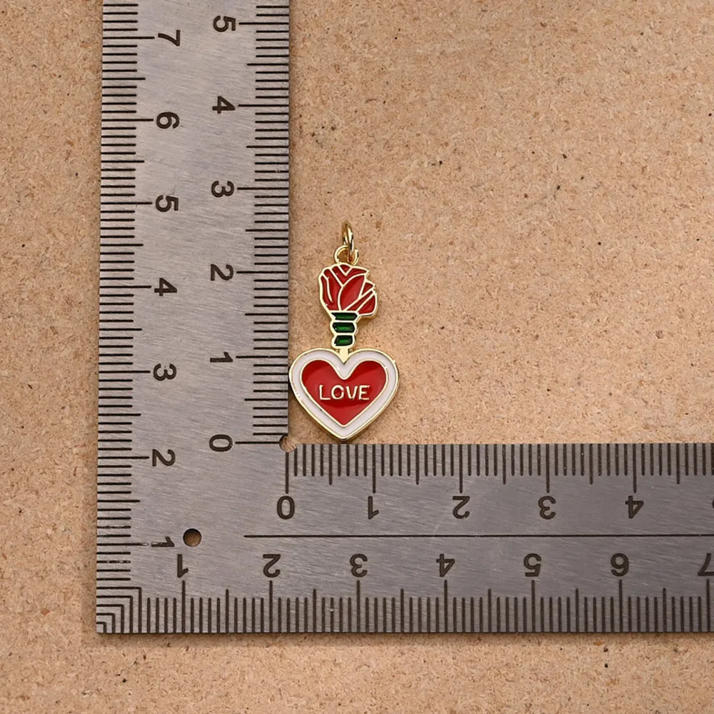 1 Pc/Package Copper 18K Gold Plated Polished Letter Red Heart Pendant display picture 6