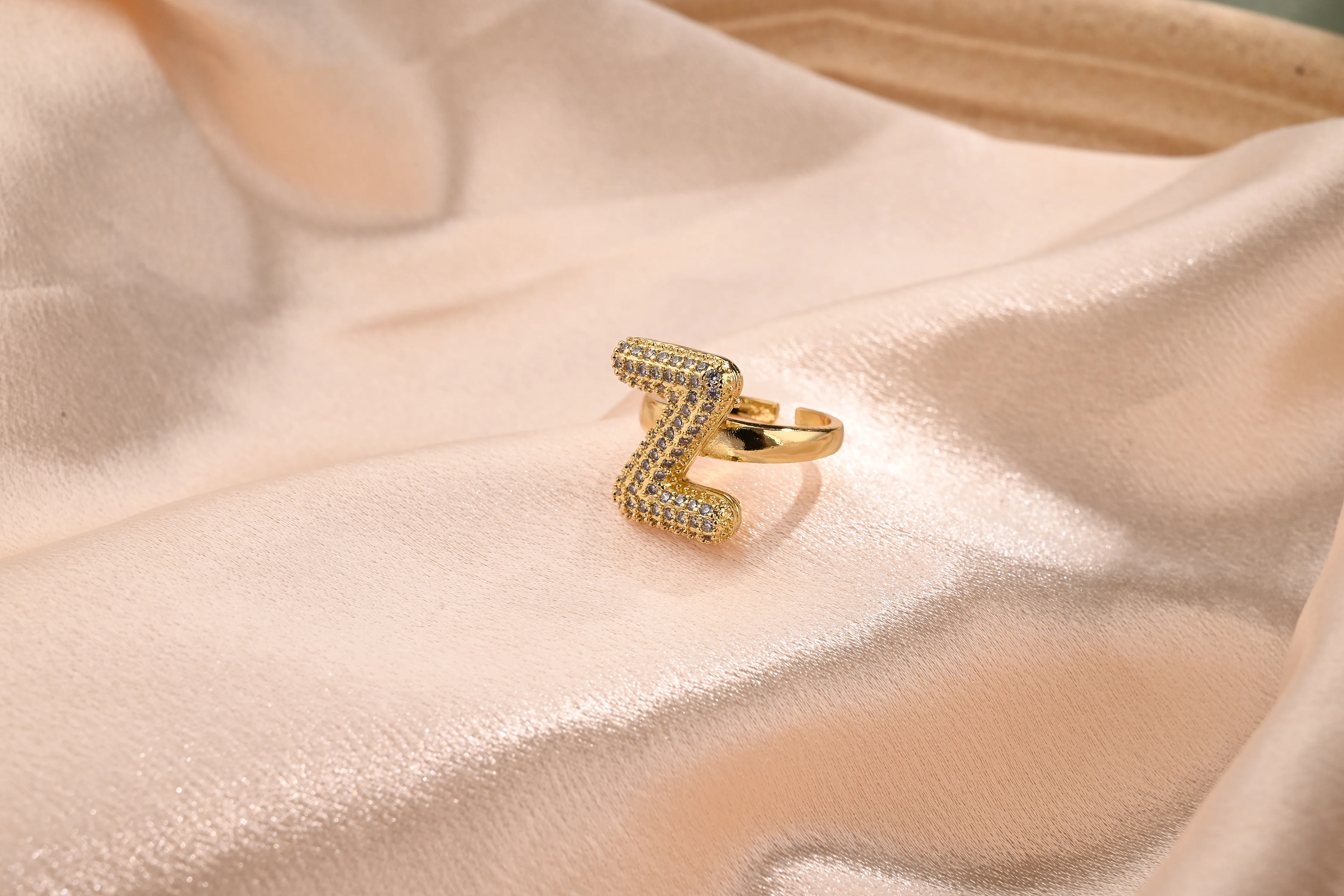 Letter Casual Vacation Zircon Copper 18K Gold Plated Rings Polishing Inlay display picture 28
