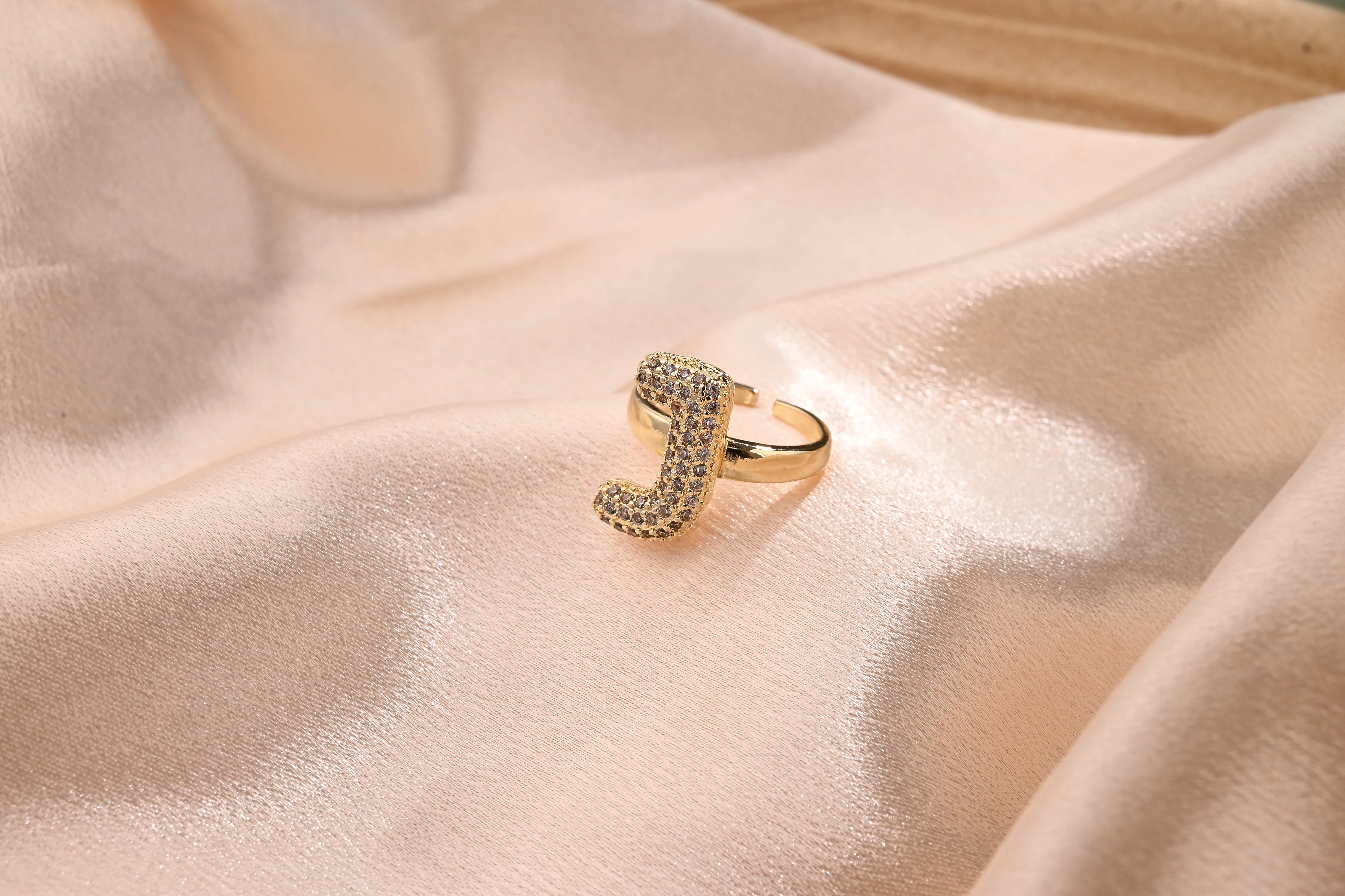 Letter Casual Vacation Zircon Copper 18K Gold Plated Rings Polishing Inlay display picture 12