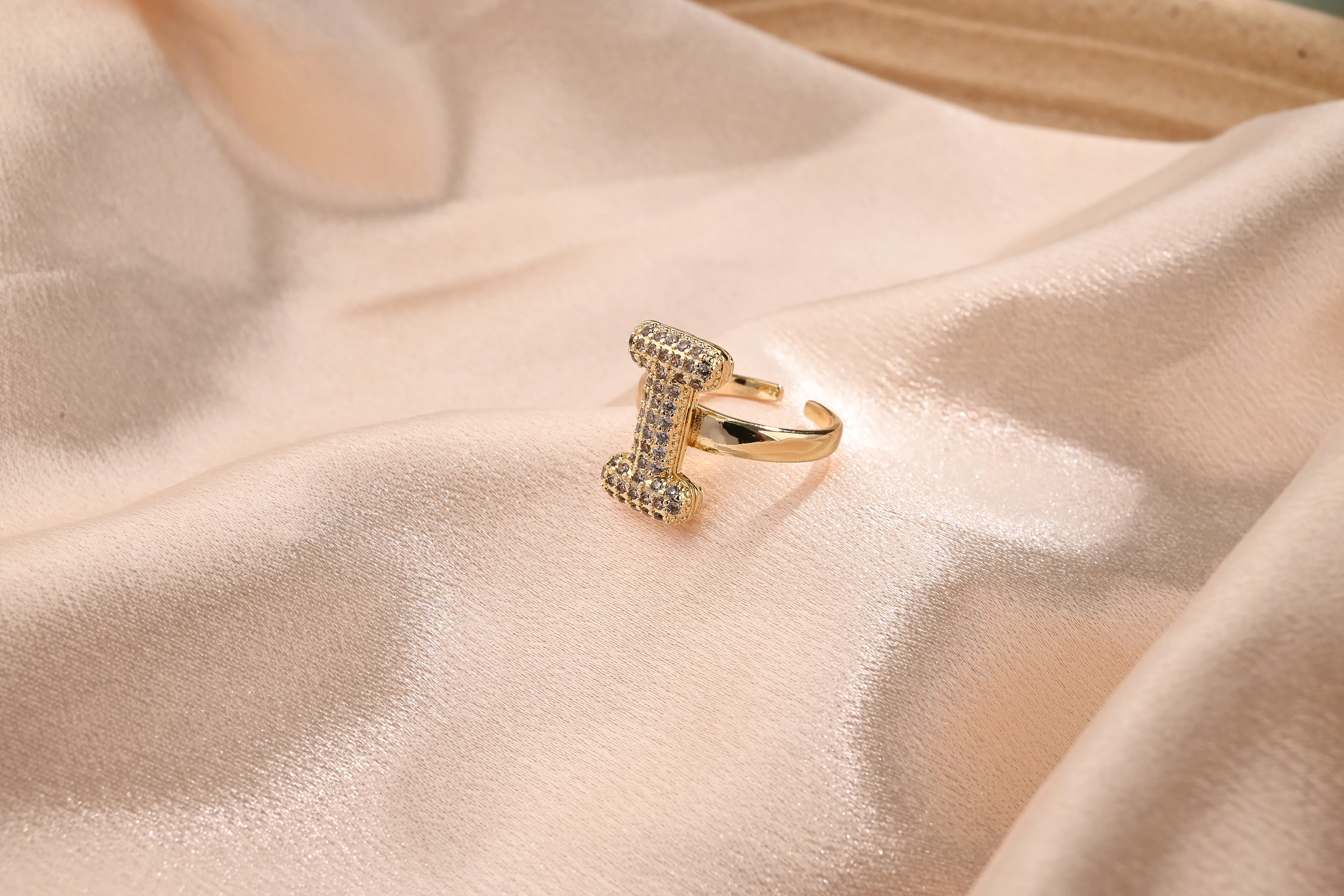 Letter Casual Vacation Zircon Copper 18K Gold Plated Rings Polishing Inlay display picture 11