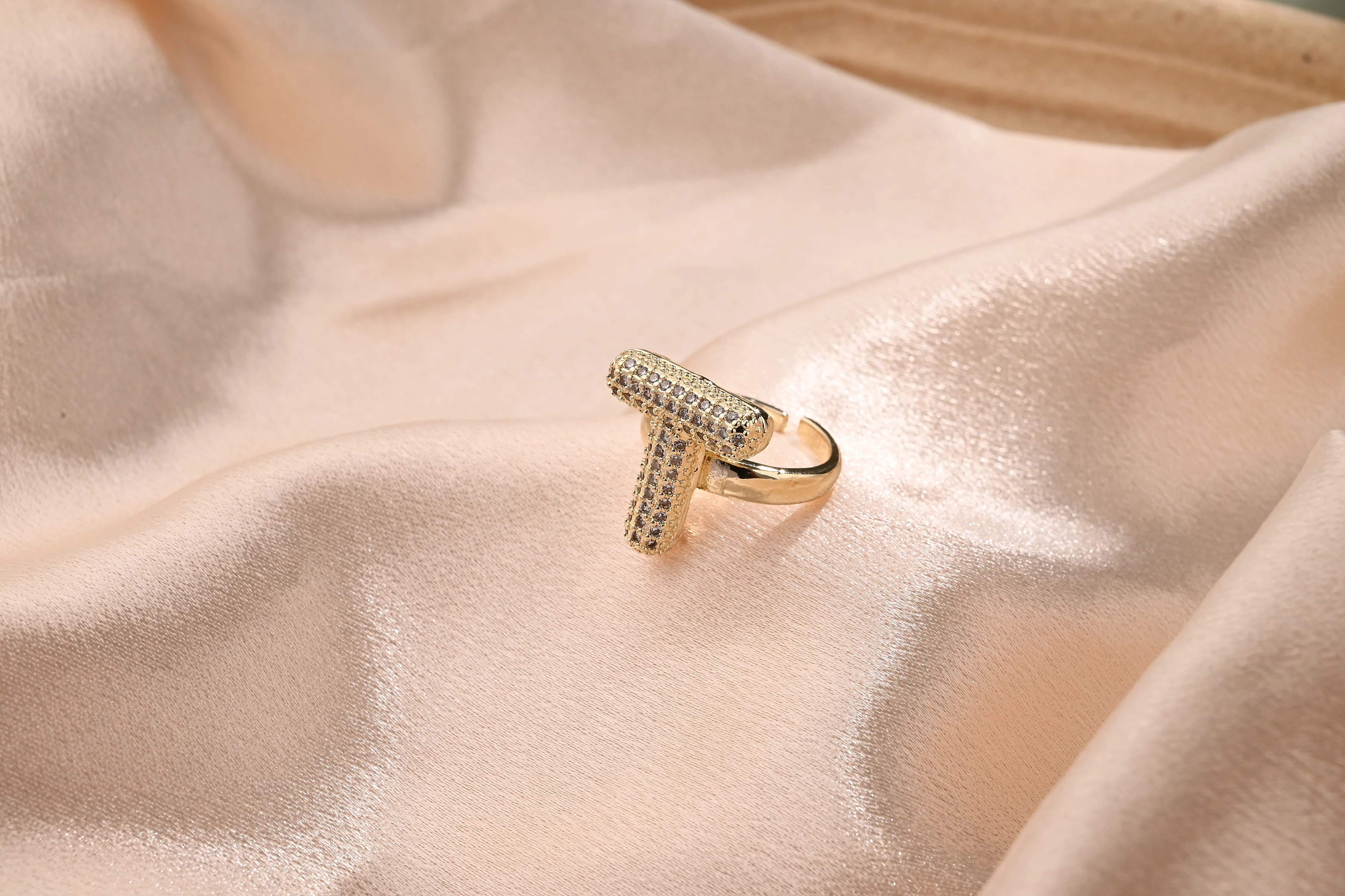 Letter Casual Vacation Zircon Copper 18K Gold Plated Rings Polishing Inlay display picture 22