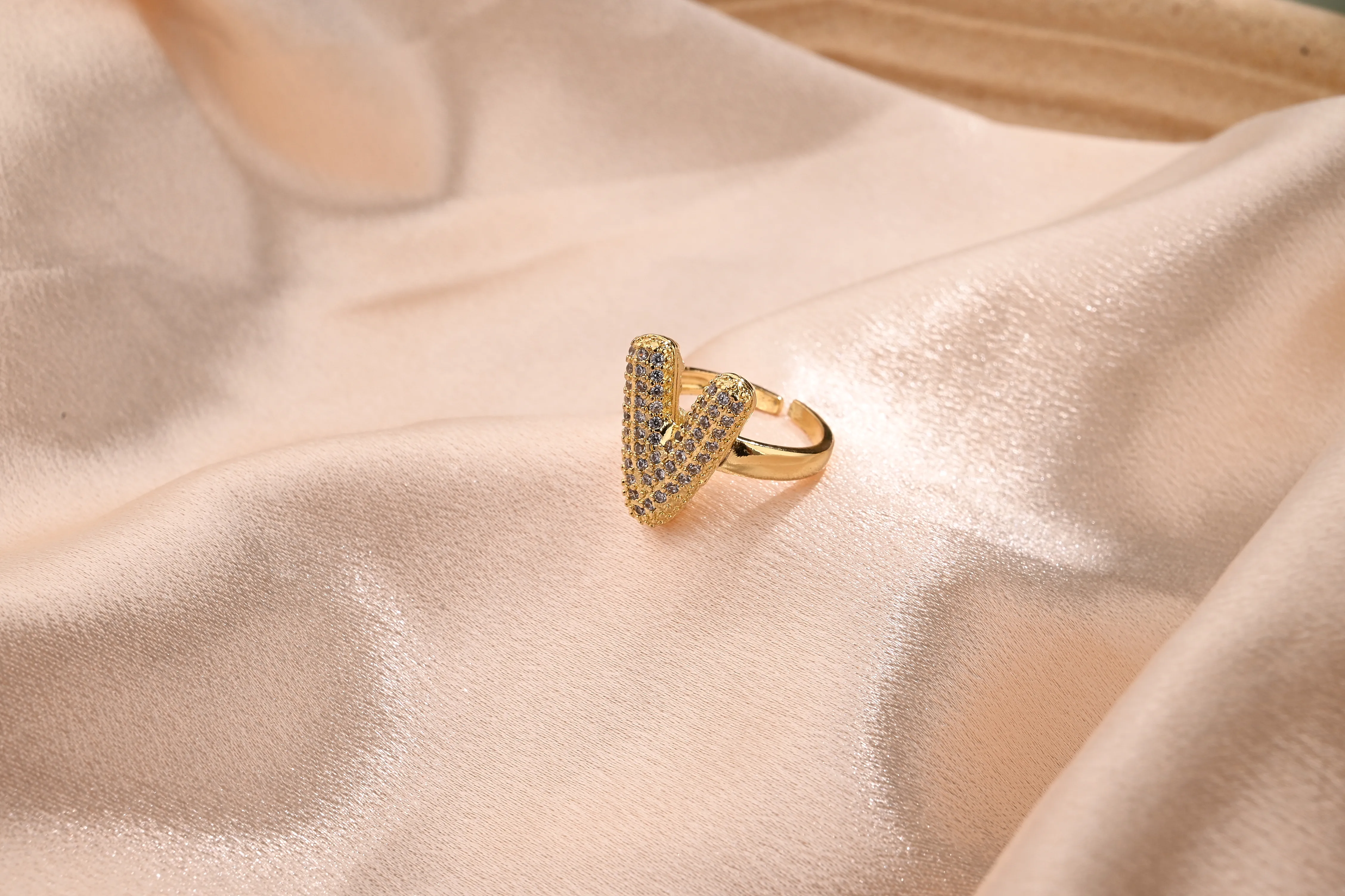 Letter Casual Vacation Zircon Copper 18K Gold Plated Rings Polishing Inlay display picture 24