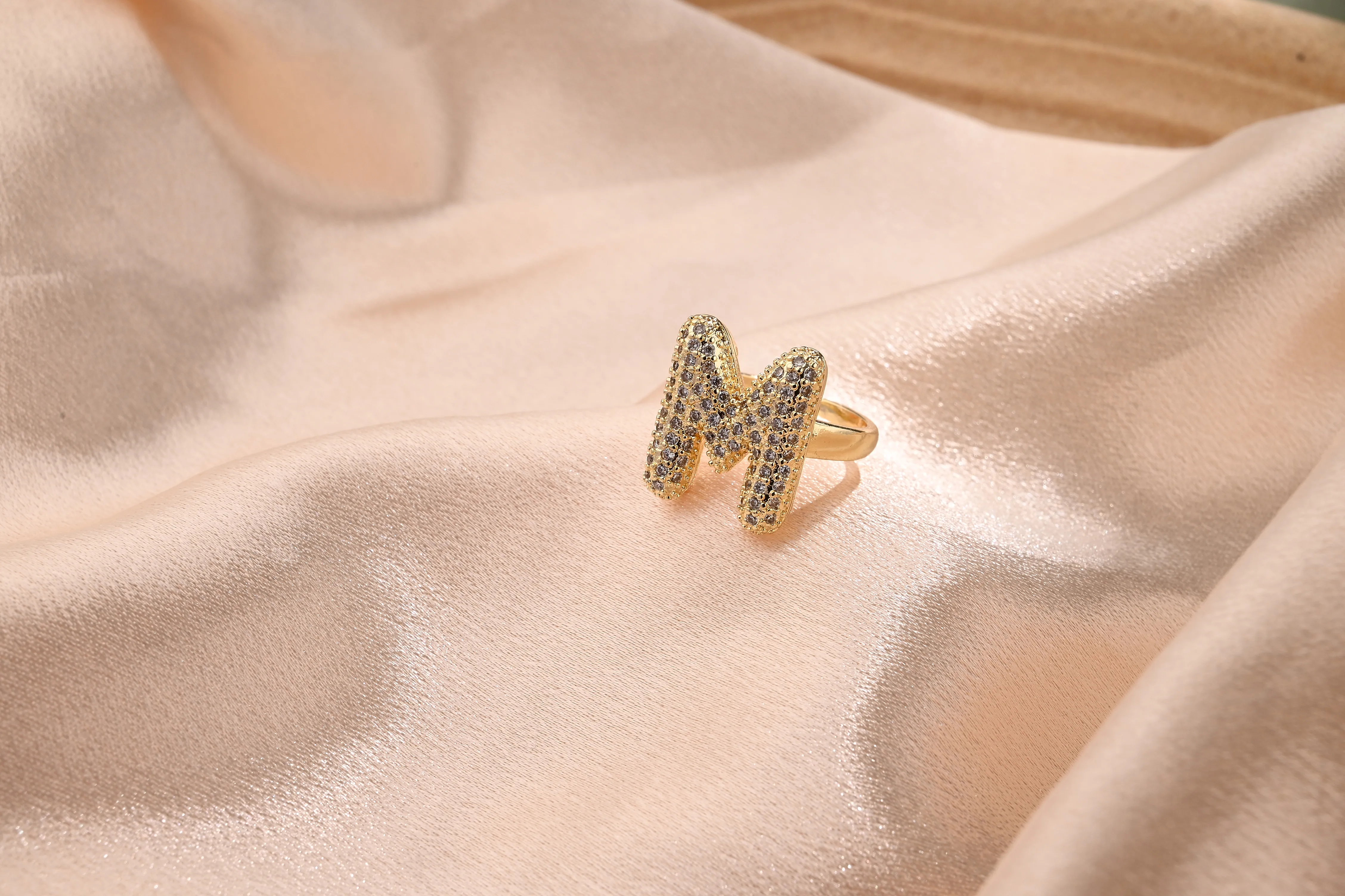 Letter Casual Vacation Zircon Copper 18K Gold Plated Rings Polishing Inlay display picture 15