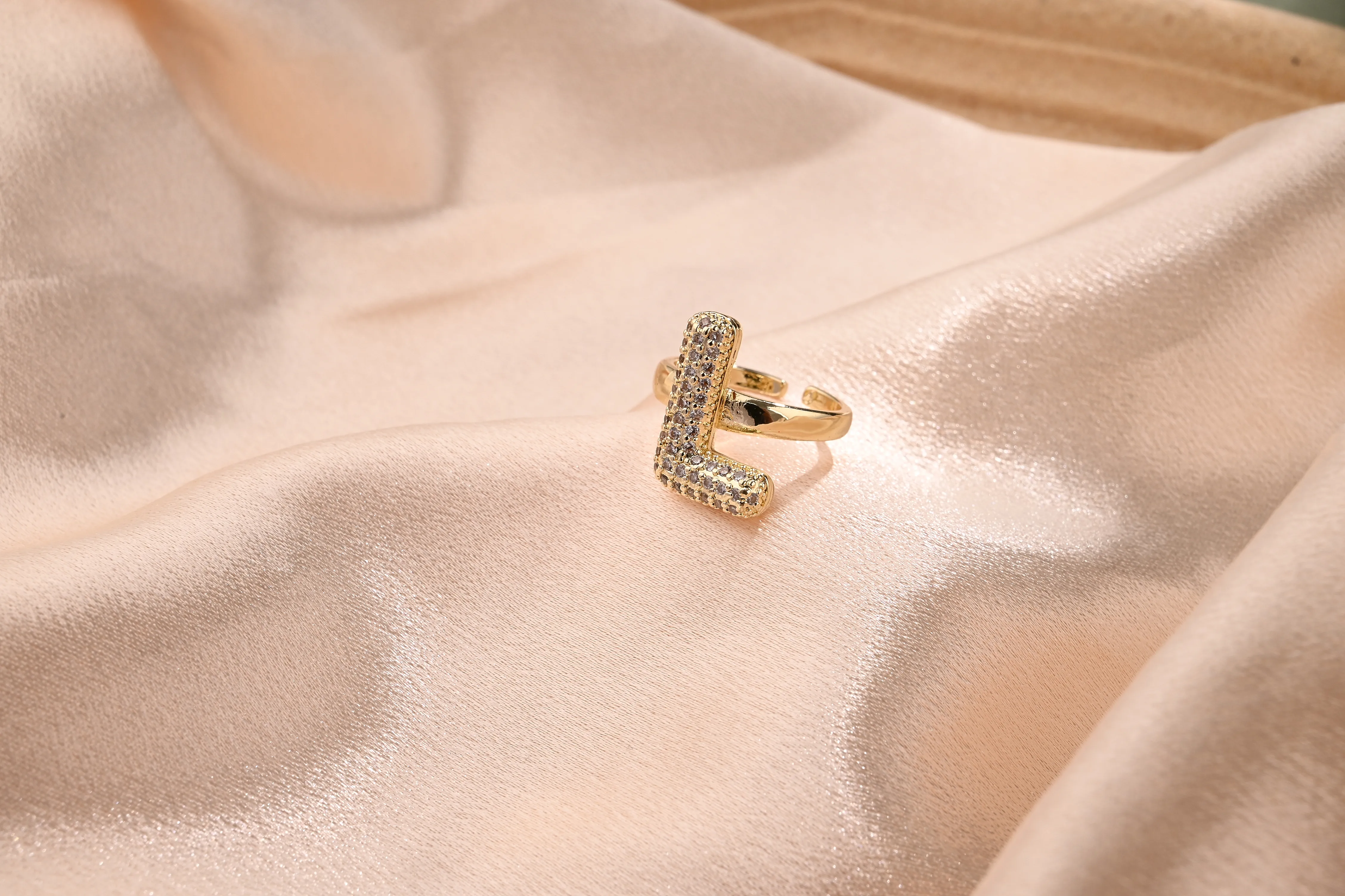 Letter Casual Vacation Zircon Copper 18K Gold Plated Rings Polishing Inlay display picture 14