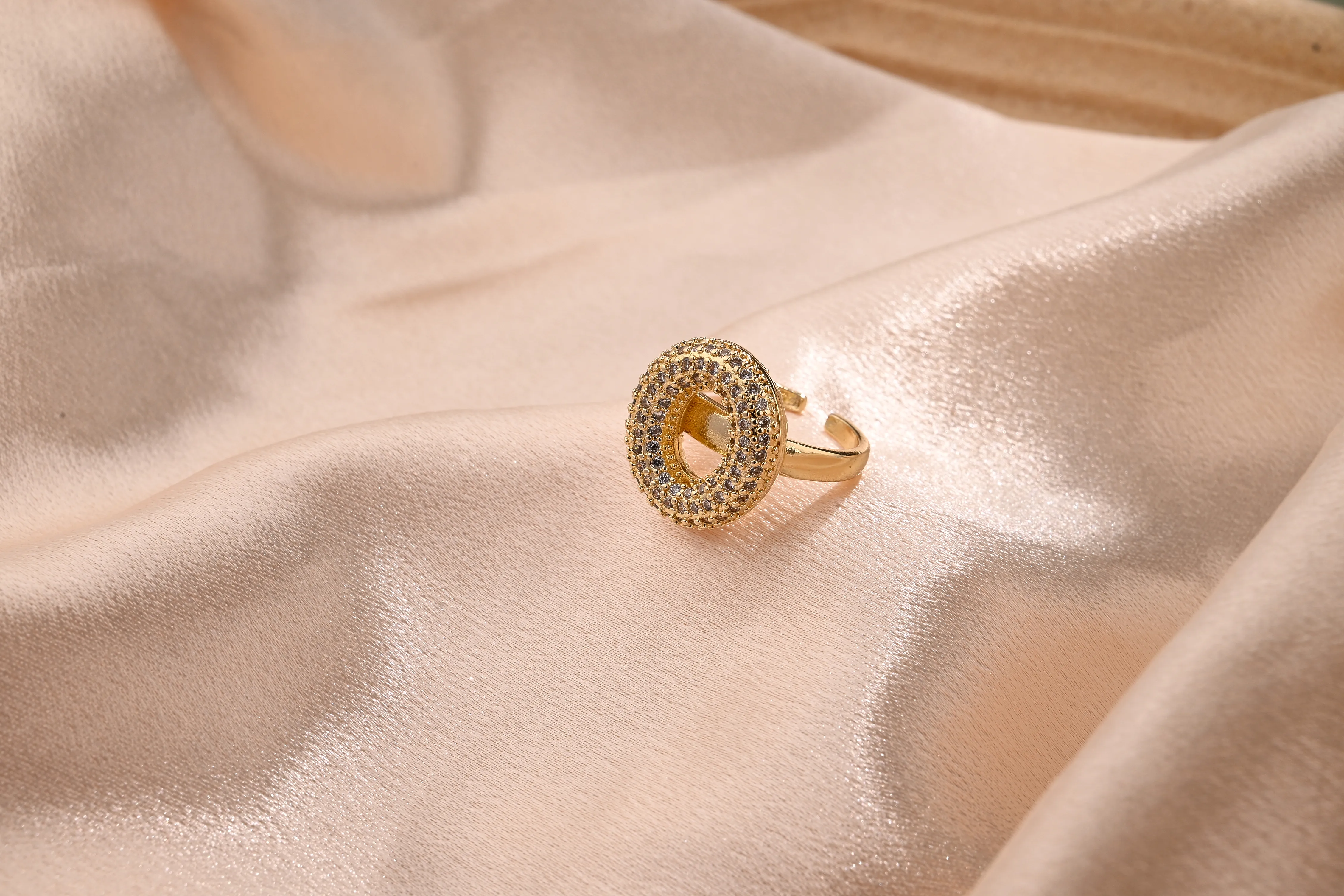 Letter Casual Vacation Zircon Copper 18K Gold Plated Rings Polishing Inlay display picture 17