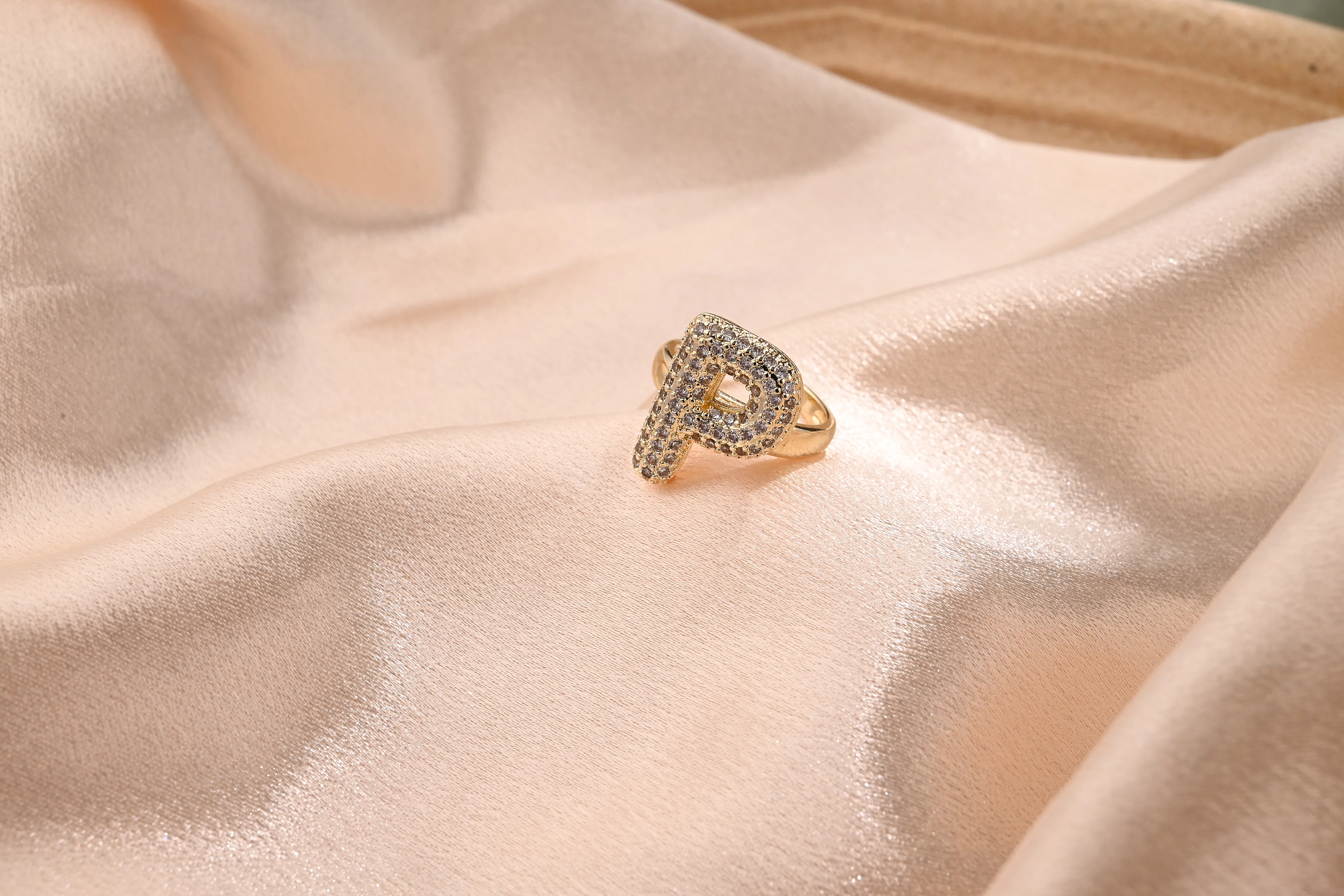 Letter Casual Vacation Zircon Copper 18K Gold Plated Rings Polishing Inlay display picture 18