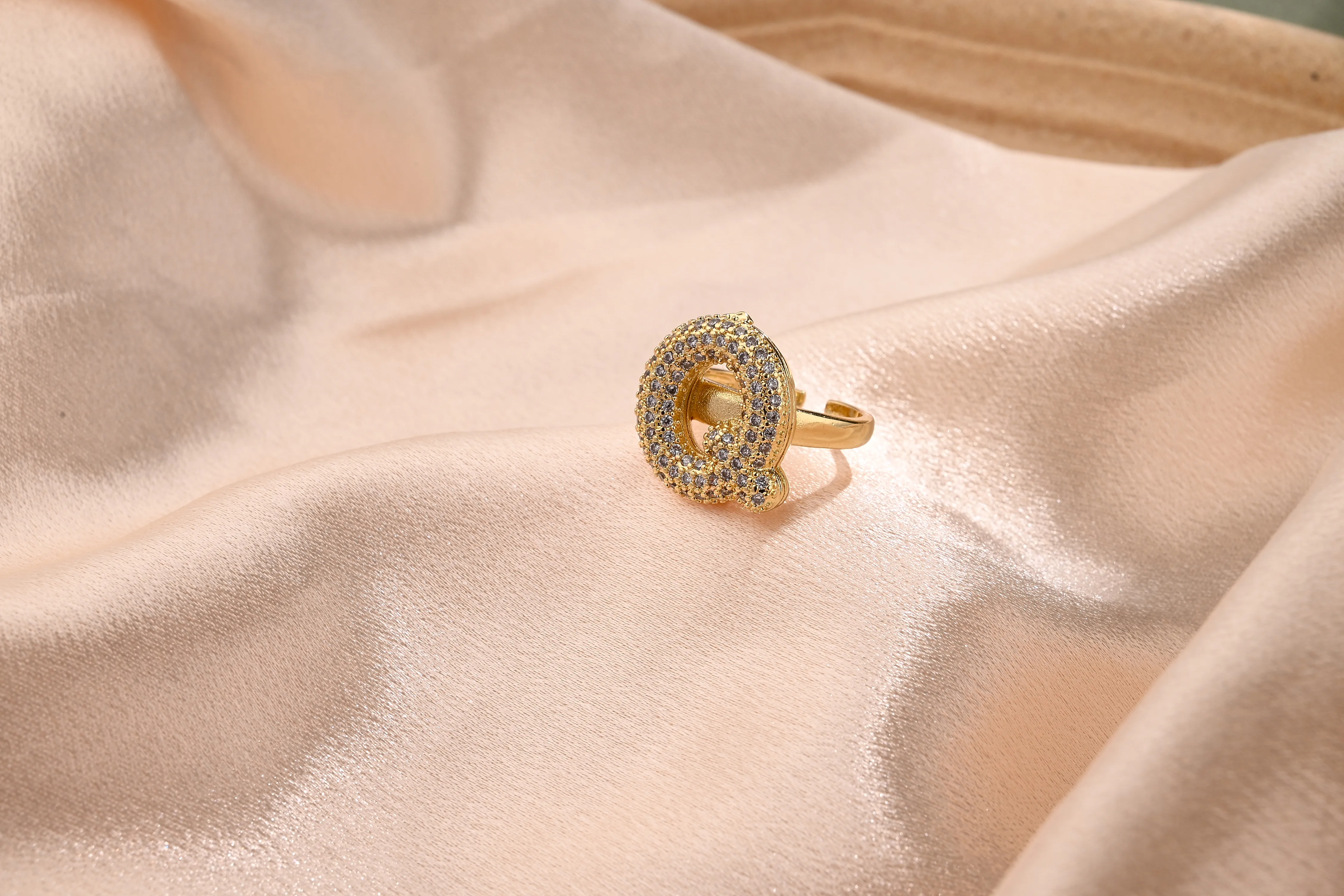 Letter Casual Vacation Zircon Copper 18K Gold Plated Rings Polishing Inlay display picture 19
