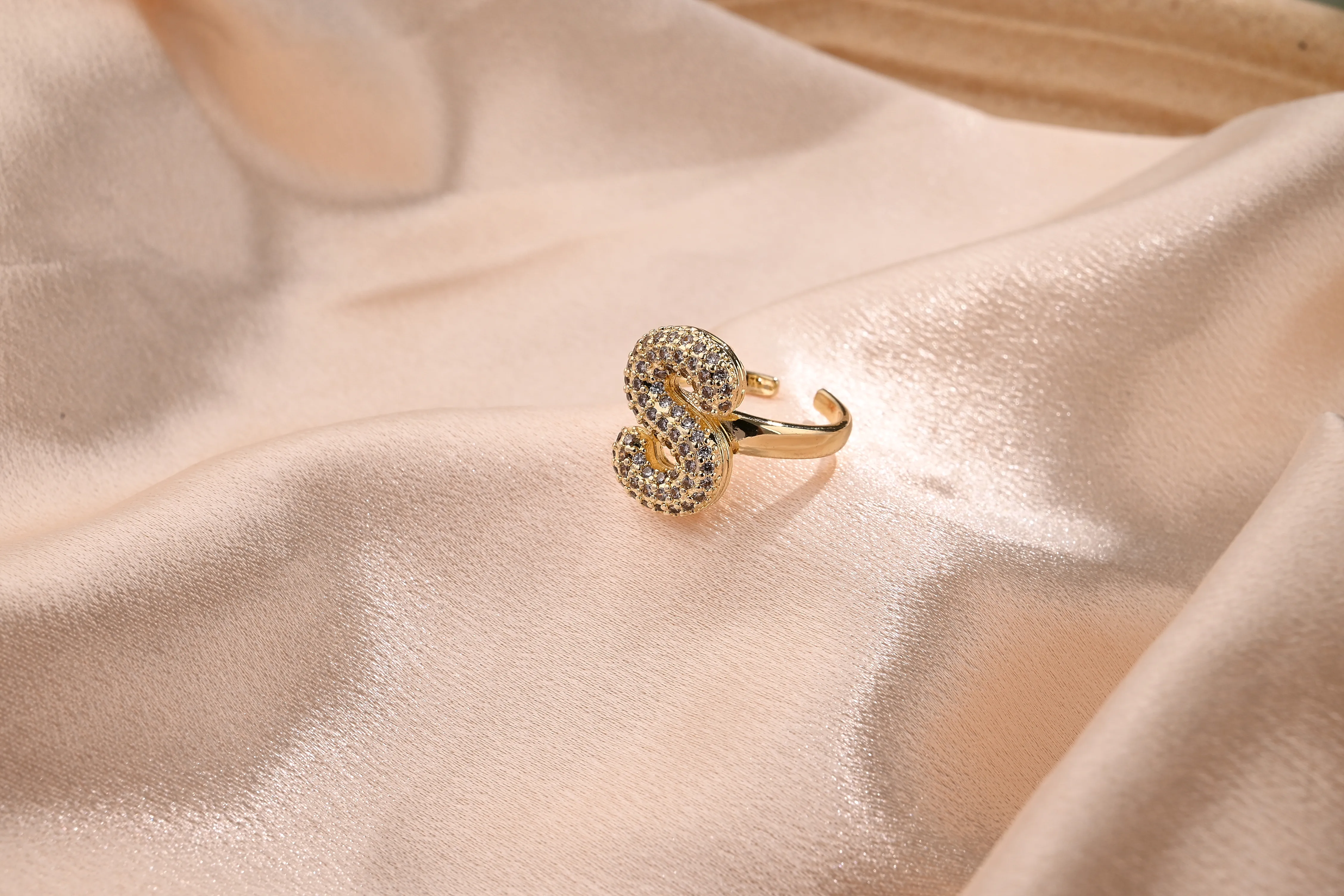 Letter Casual Vacation Zircon Copper 18K Gold Plated Rings Polishing Inlay display picture 21