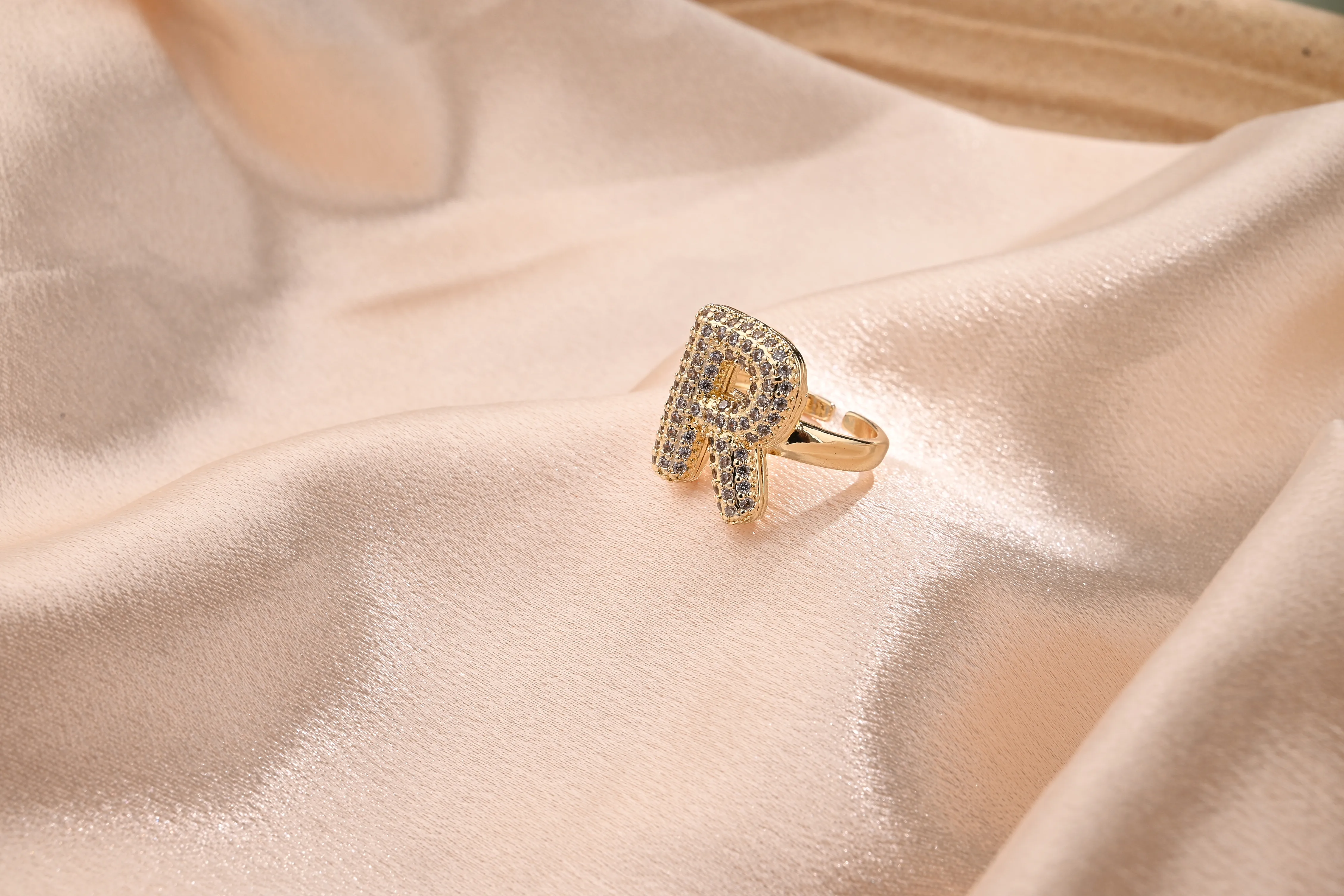 Letter Casual Vacation Zircon Copper 18K Gold Plated Rings Polishing Inlay display picture 20