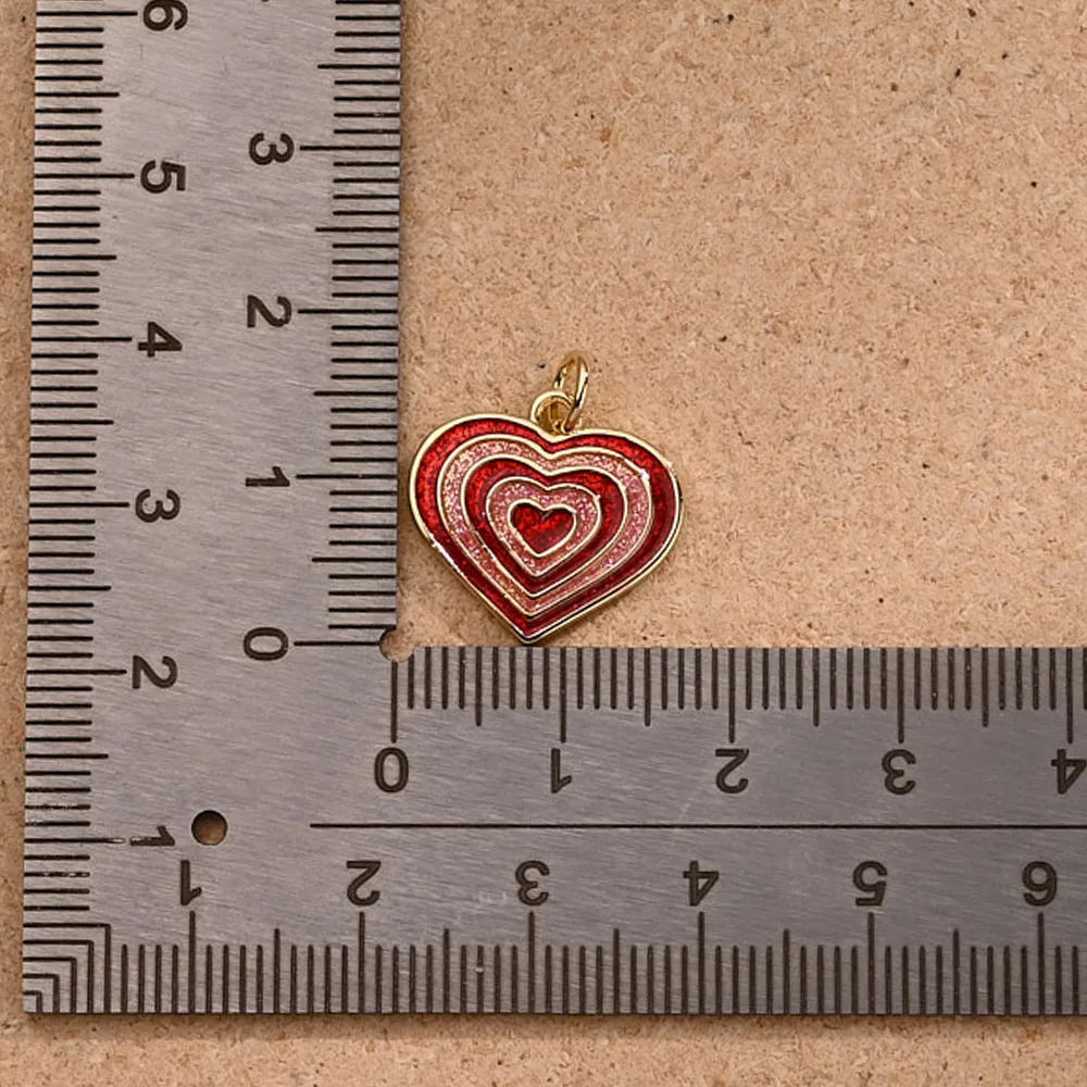 1 Pc/Package Copper 18K Gold Plated Polished Four Eight-Pointed Stars Red Heart Pendant display picture 3