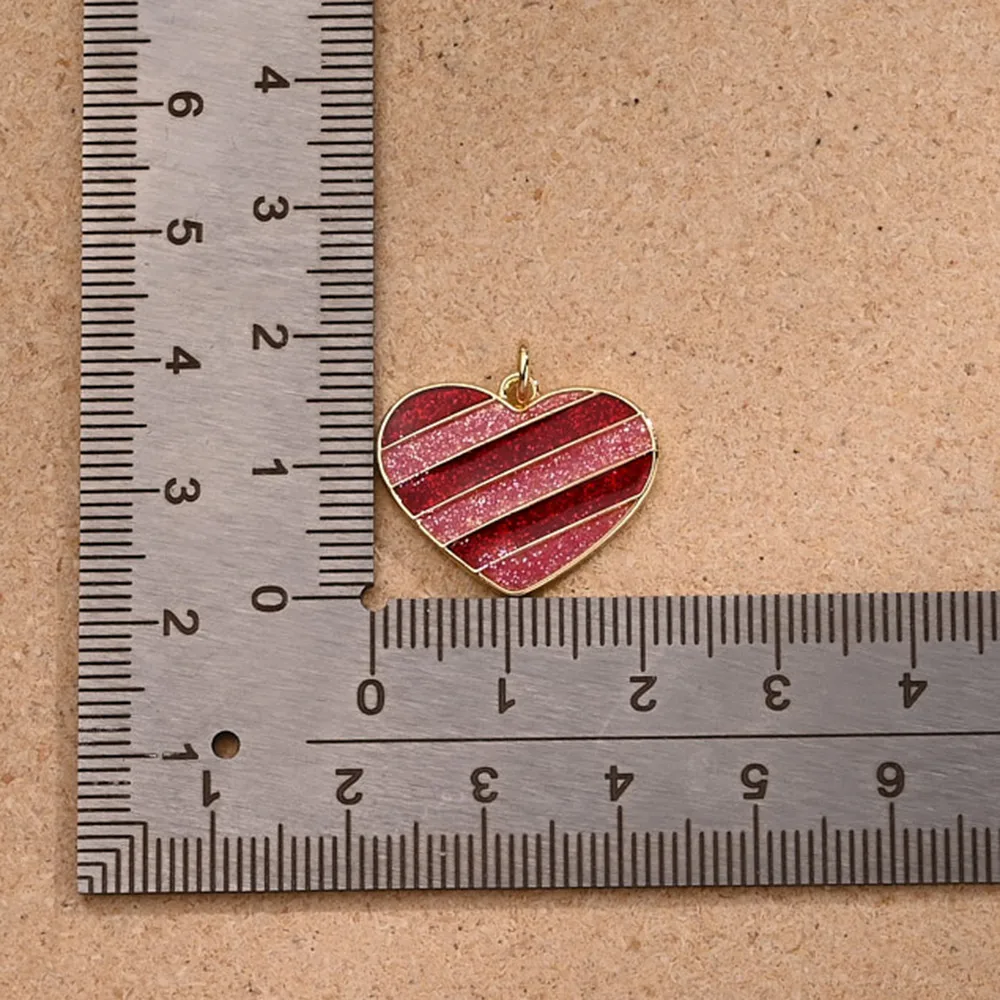 1 Pc/Package Copper 18K Gold Plated Polished Four Eight-Pointed Stars Red Heart Pendant display picture 2