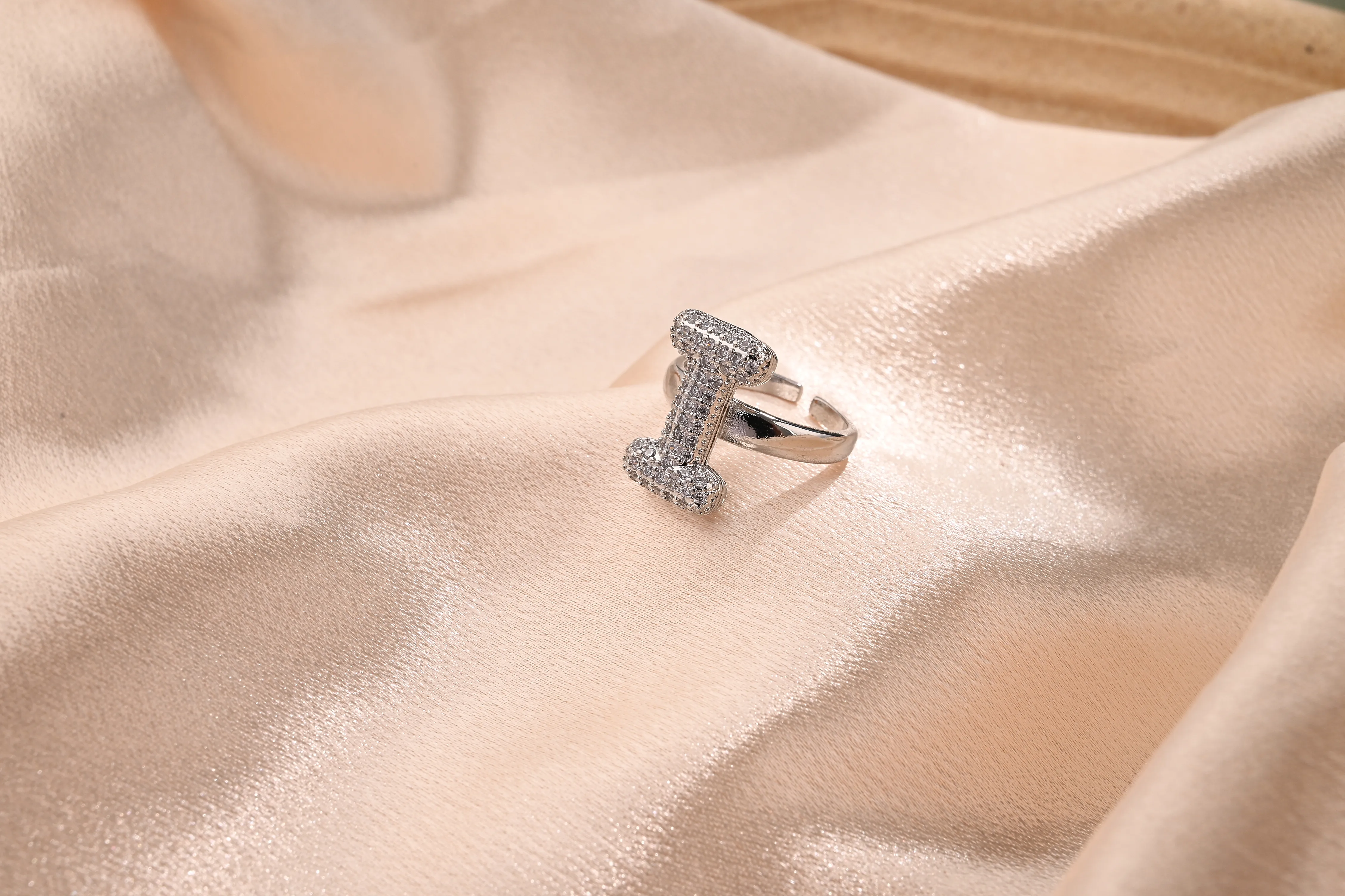 Letter Casual Vacation Zircon Copper 18K Gold Plated Open Rings Polishing Inlay display picture 10