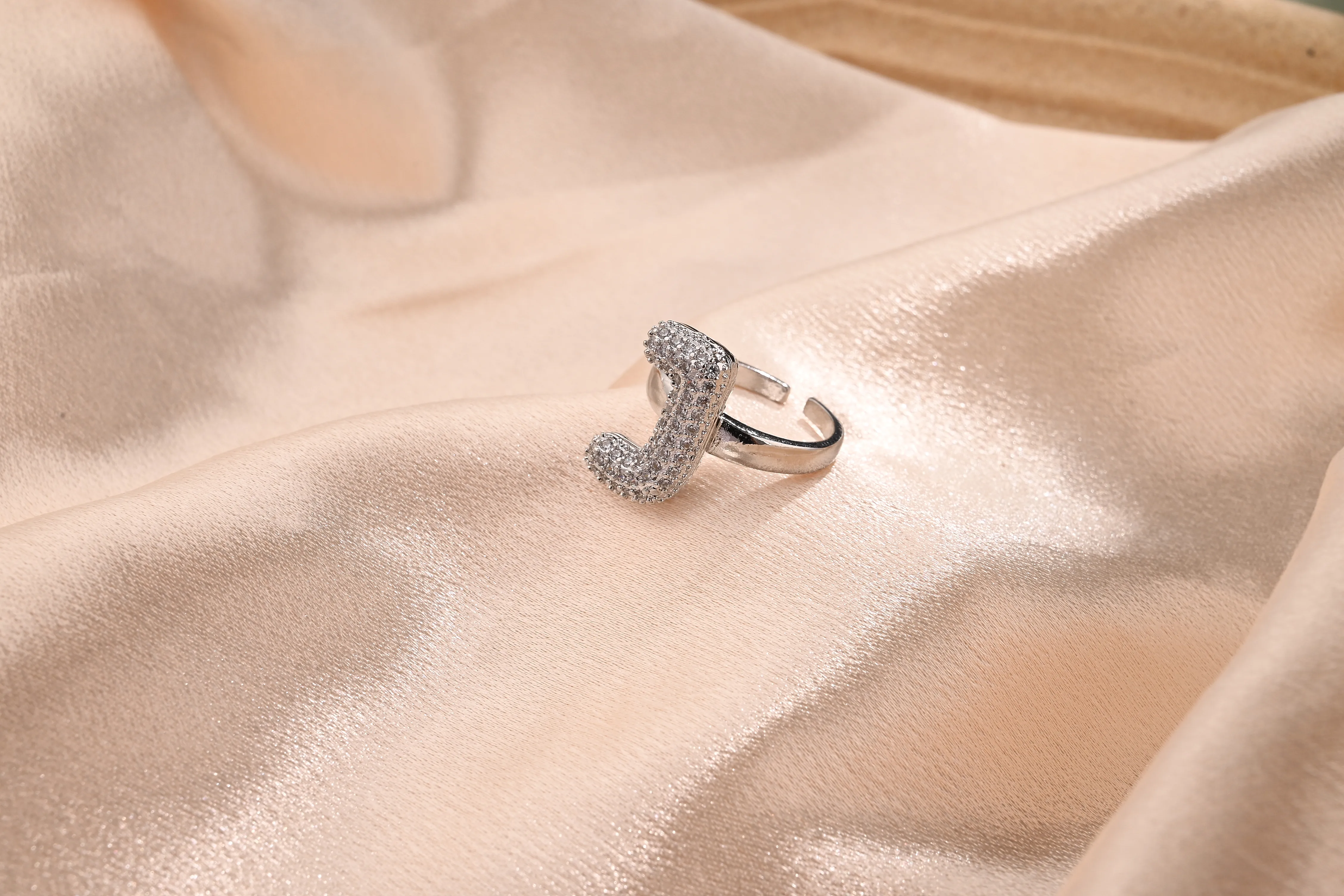 Letter Casual Vacation Zircon Copper 18K Gold Plated Open Rings Polishing Inlay display picture 11