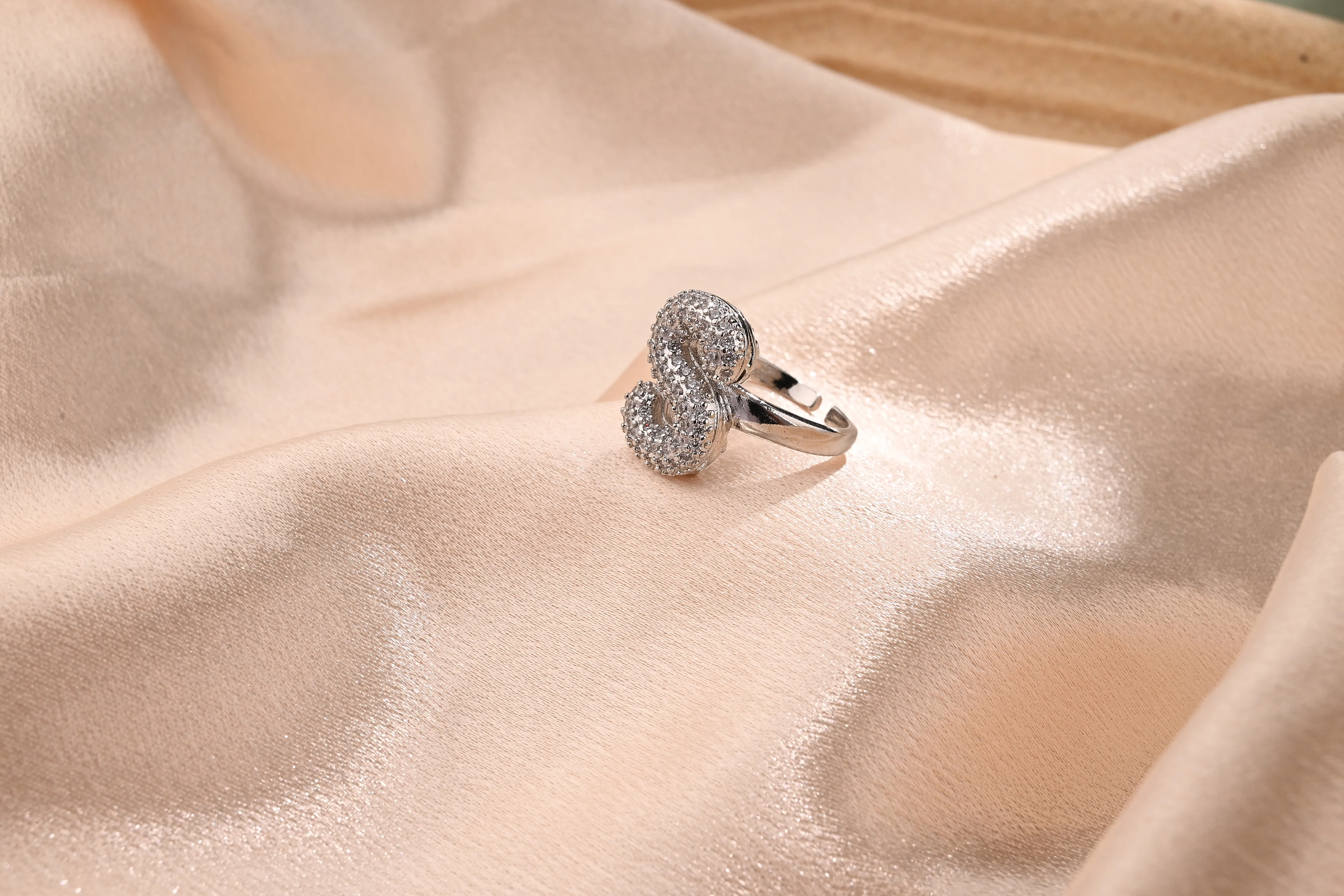 Letter Casual Vacation Zircon Copper 18K Gold Plated Open Rings Polishing Inlay display picture 20