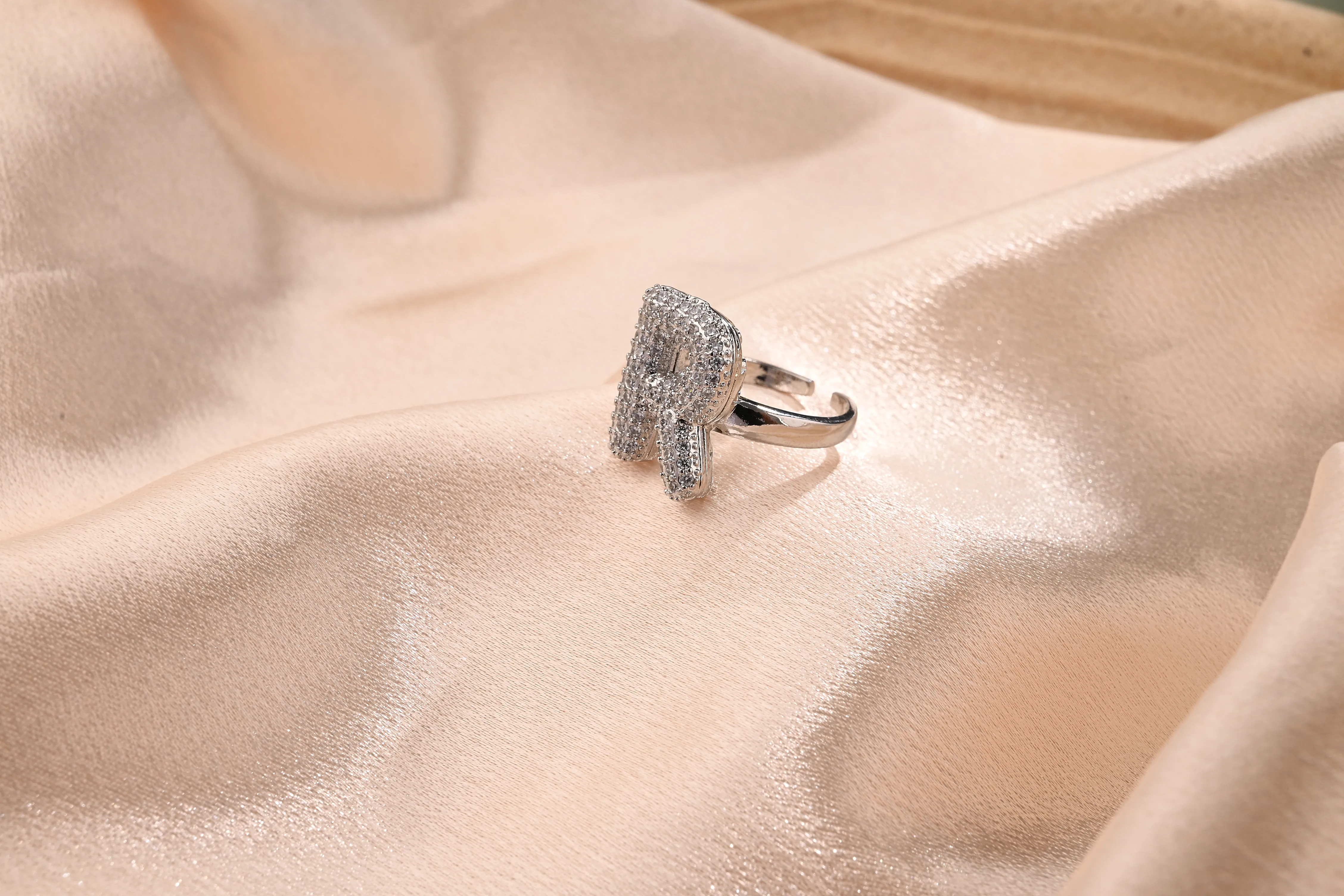 Letter Casual Vacation Zircon Copper 18K Gold Plated Open Rings Polishing Inlay display picture 19