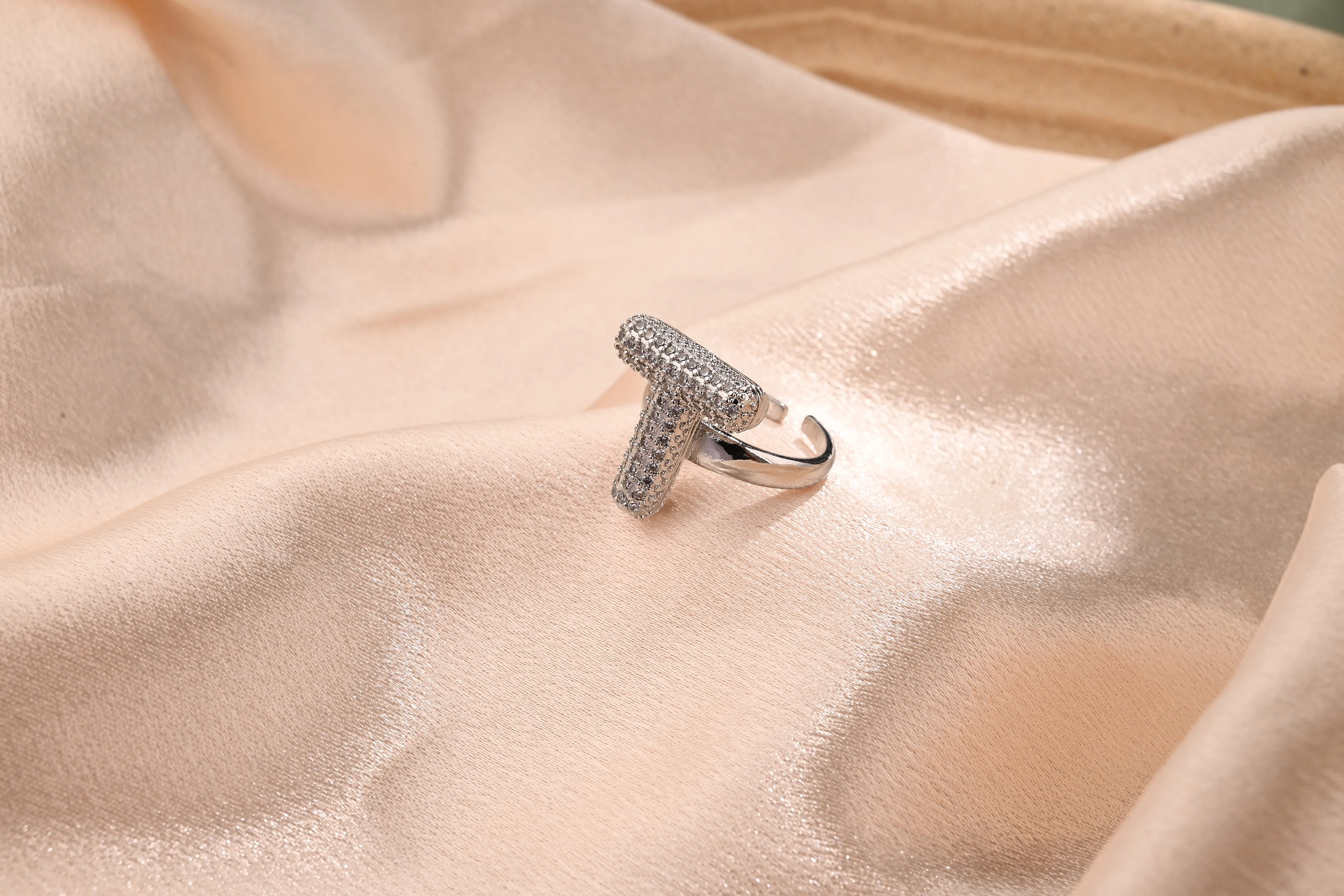 Letter Casual Vacation Zircon Copper 18K Gold Plated Open Rings Polishing Inlay display picture 21