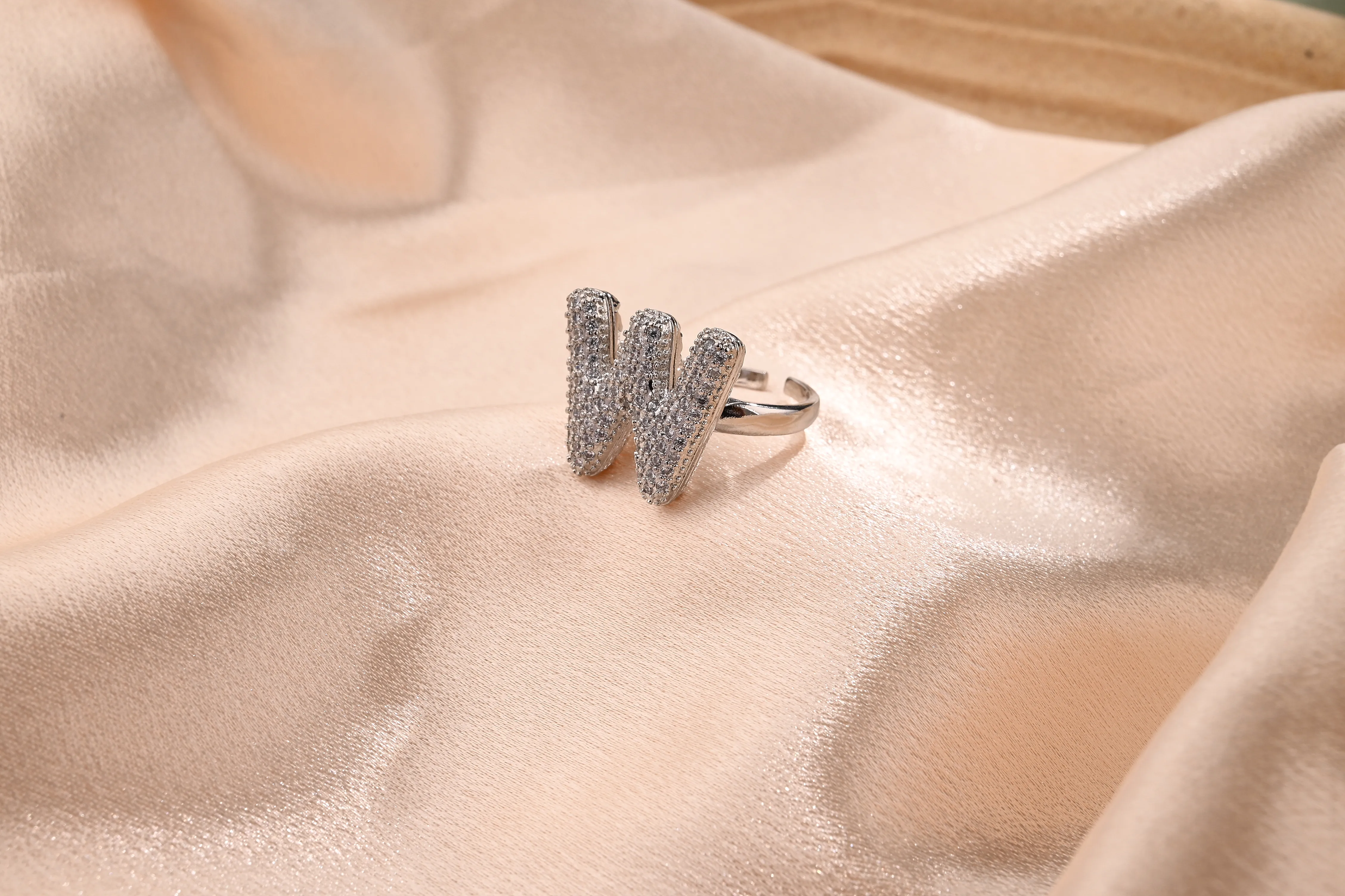 Letter Casual Vacation Zircon Copper 18K Gold Plated Open Rings Polishing Inlay display picture 24