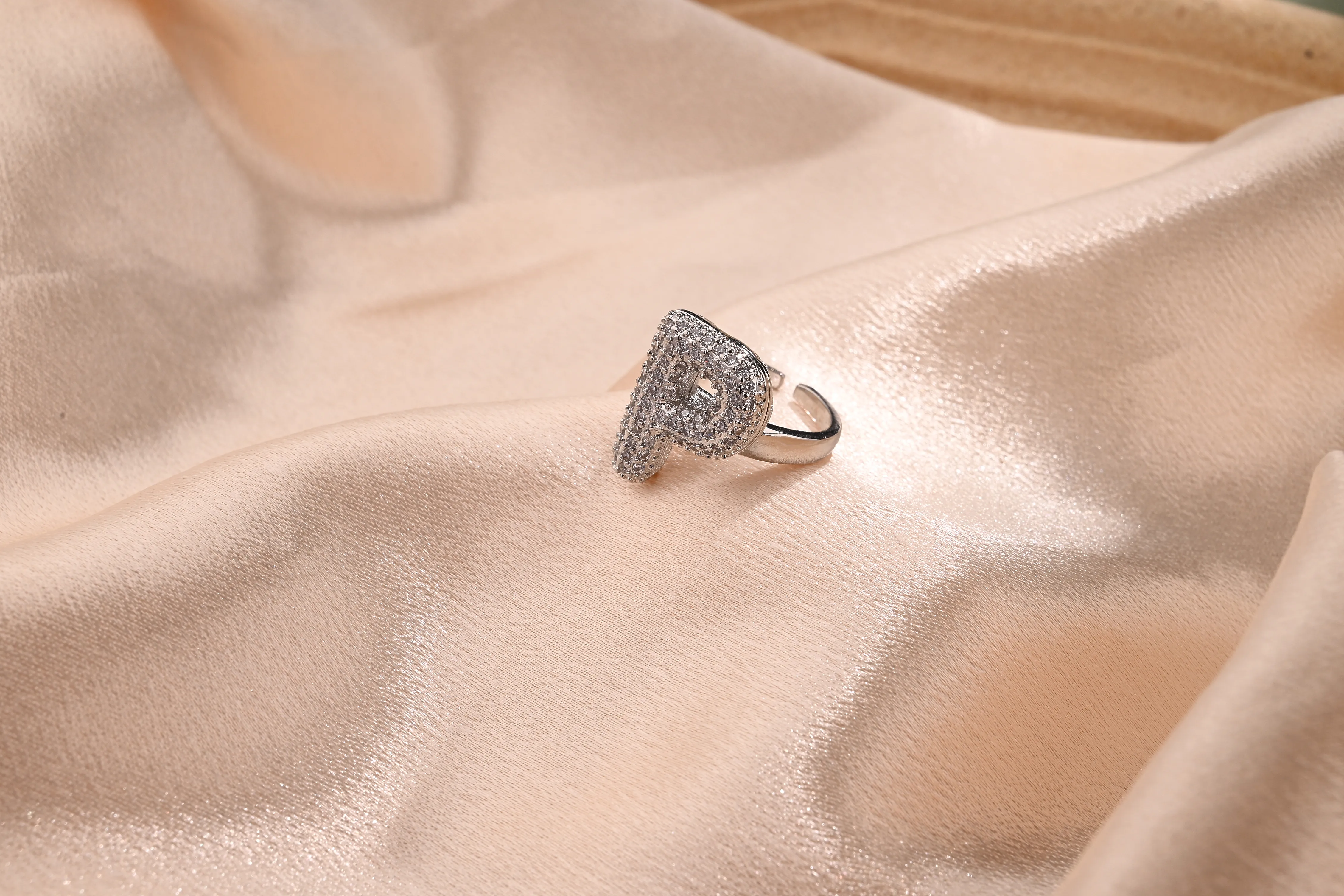 Letter Casual Vacation Zircon Copper 18K Gold Plated Open Rings Polishing Inlay display picture 17