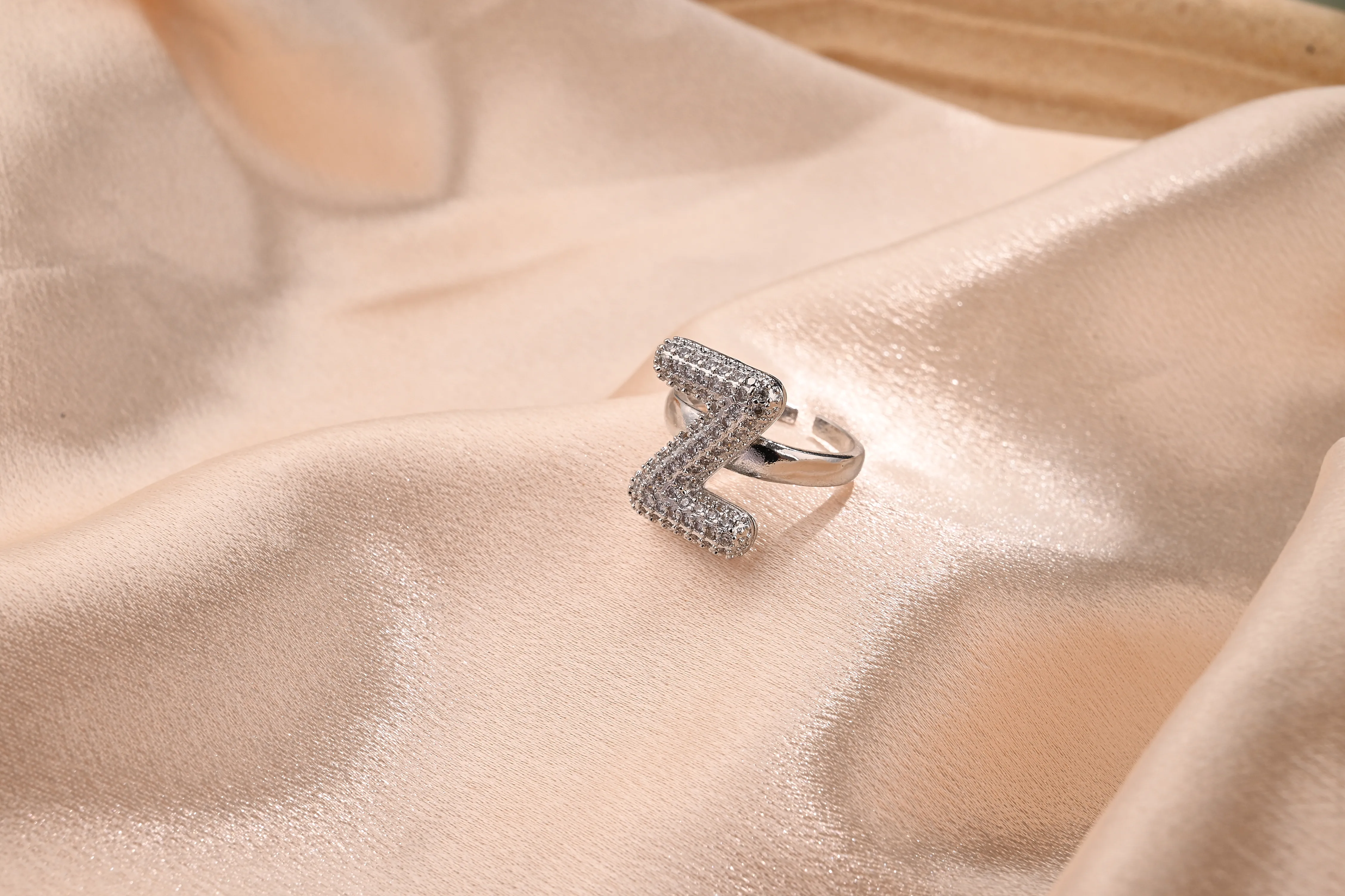Letter Casual Vacation Zircon Copper 18K Gold Plated Open Rings Polishing Inlay display picture 27