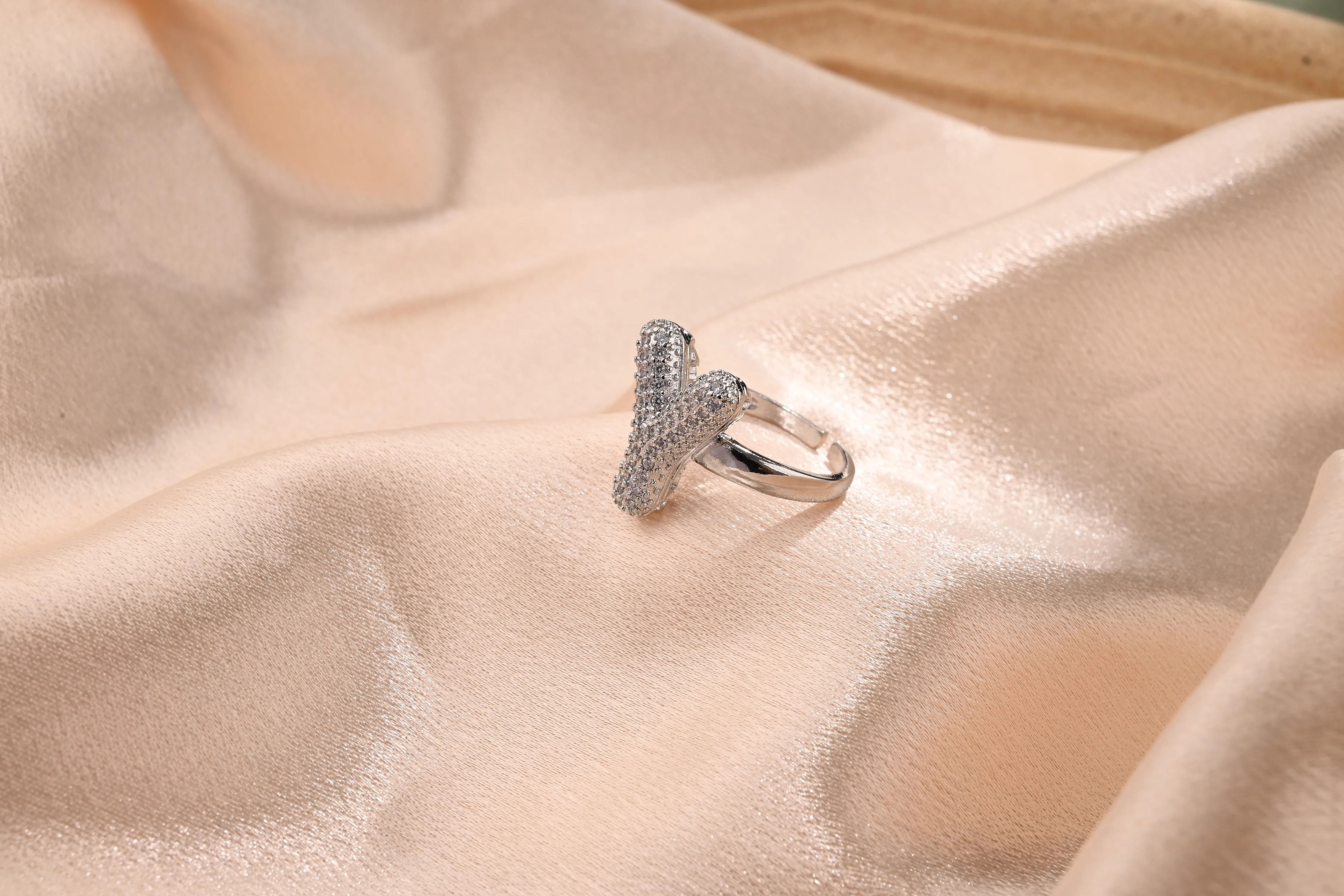 Letter Casual Vacation Zircon Copper 18K Gold Plated Open Rings Polishing Inlay display picture 26