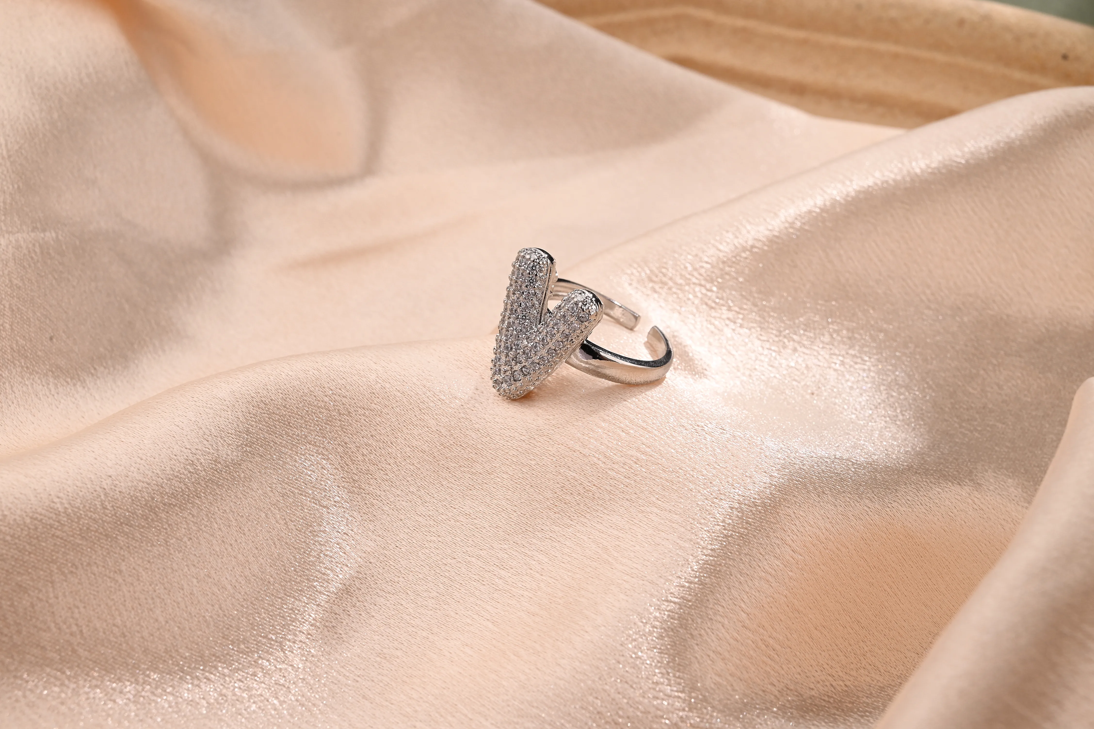 Letter Casual Vacation Zircon Copper 18K Gold Plated Open Rings Polishing Inlay display picture 23
