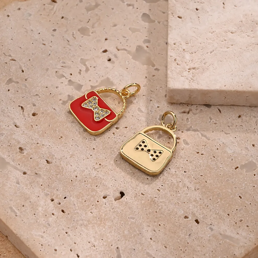 1 Pc/paquete Circón Cobre Chapados En Oro De 18K Pulido Bolso Nudo De Lazo Colgante display picture 3