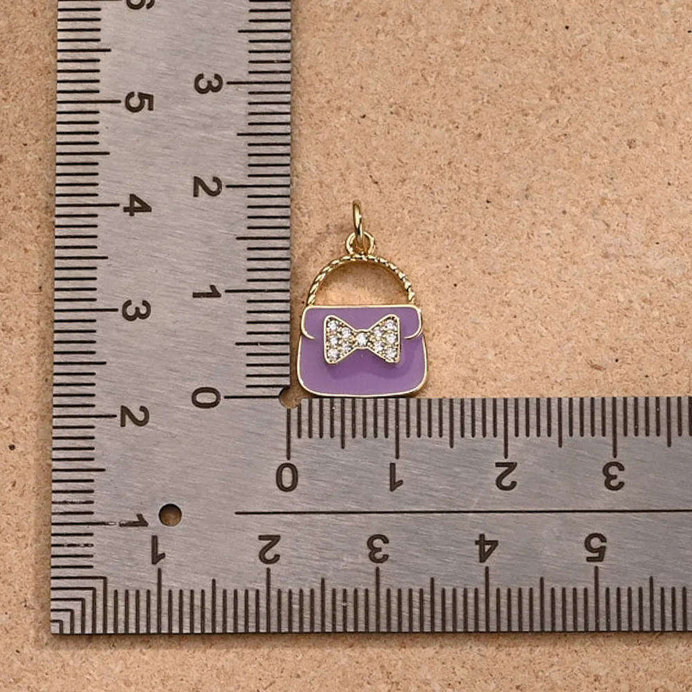 1 Pc/Package Zircon Copper 18K Gold Plated Polished Handbag Bow Knot Pendant display picture 4