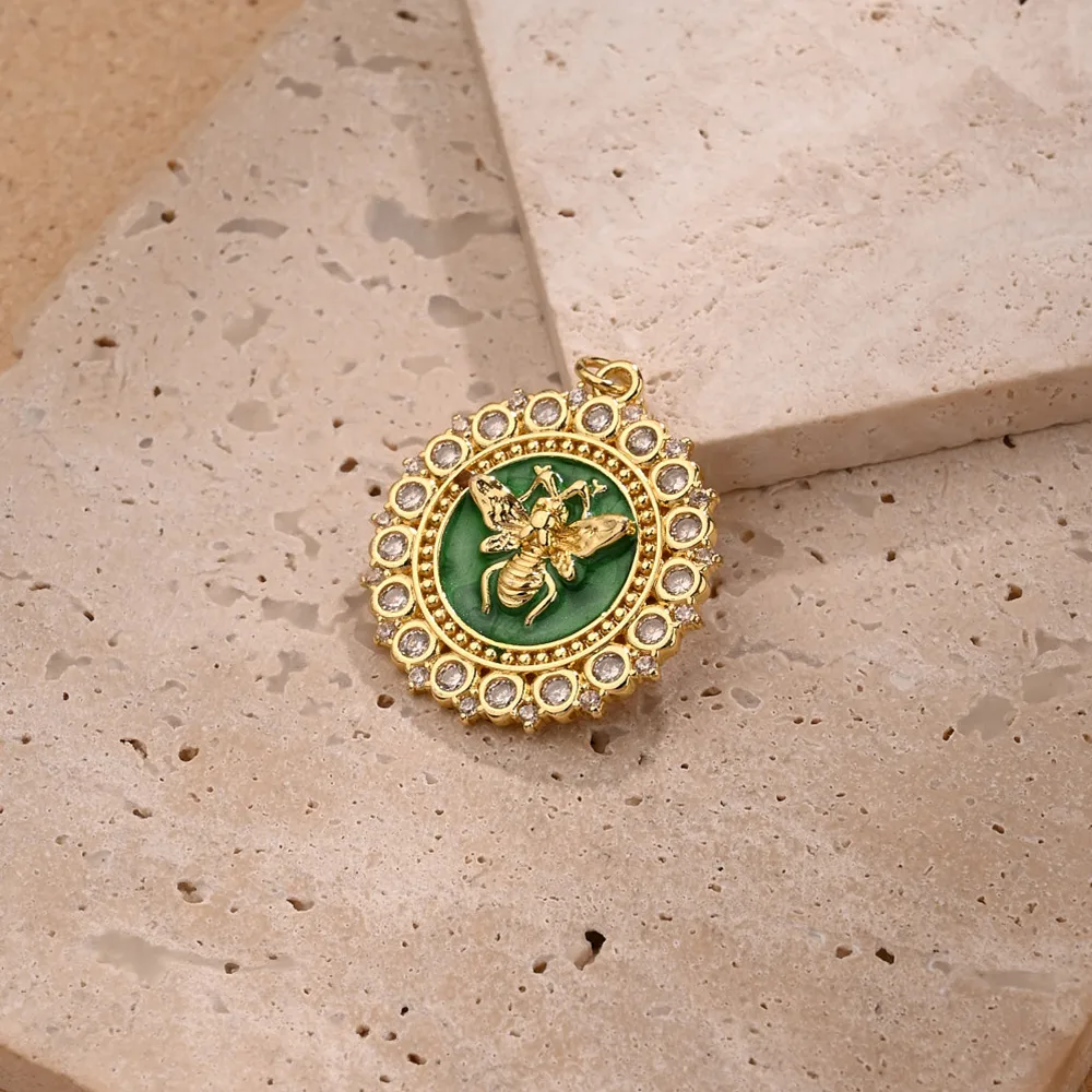 1 Pc/Package Zircon Copper 18K Gold Plated Polished Bee Pendant display picture 3