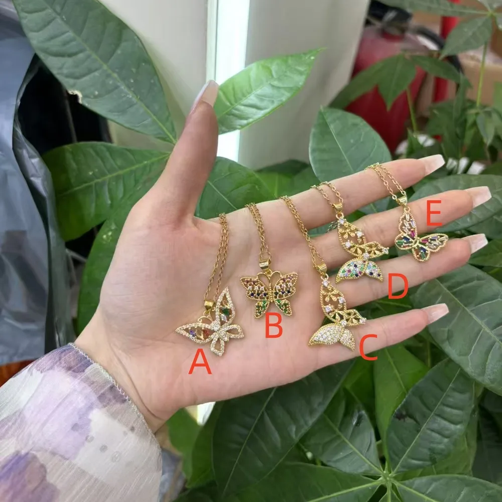 Butterfly Vacation Sweet Zircon Copper Pendant Necklace Inlay Lobster Trigger Clasp Closure display picture 2