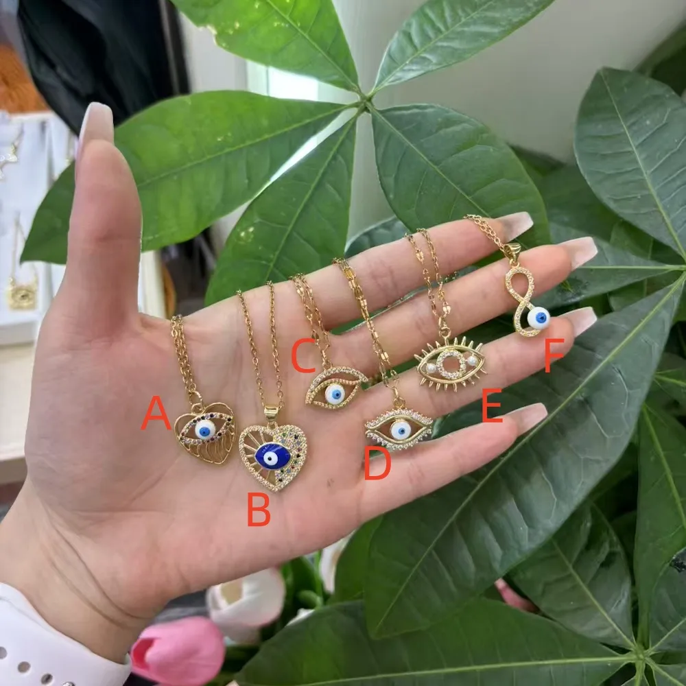 Infinity Heart Shape Eye Casual Vacation Novelty Zircon Copper Pendant Necklace Enamel Inlay Lobster Trigger Clasp Closure display picture 2