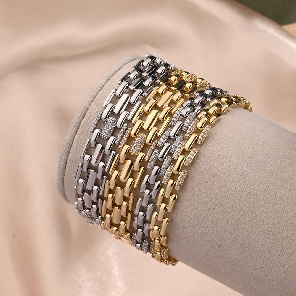 Simple Solid Color Hip-Hop Simple Style Streetwear Zircon Copper 18K Gold Plated White Gold Plated Bracelets Handmade Polishing Plating Snap Button display picture 1