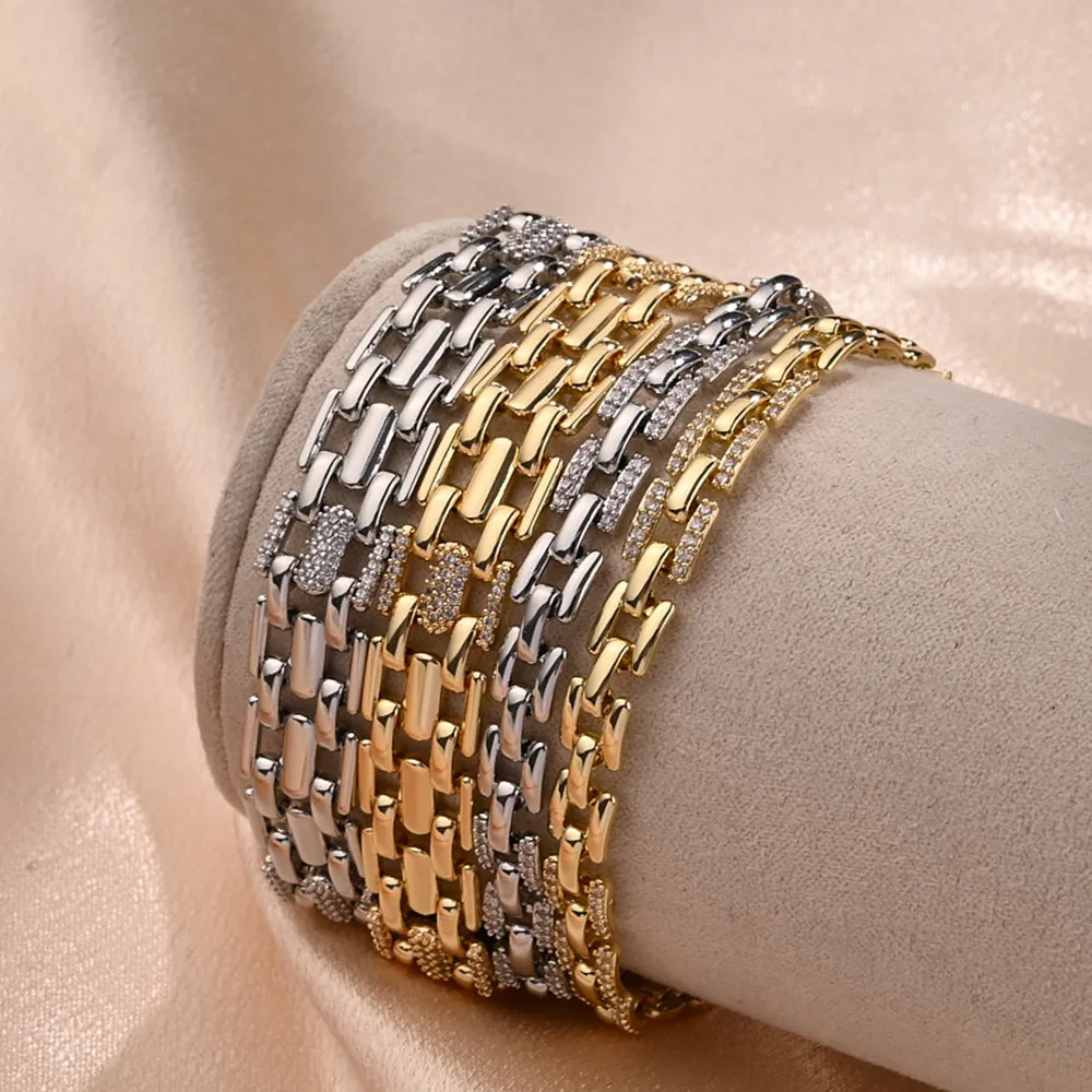 Simple Solid Color Hip-Hop Simple Style Streetwear Zircon Copper 18K Gold Plated White Gold Plated Bracelets Handmade Polishing Plating Snap Button display picture 2