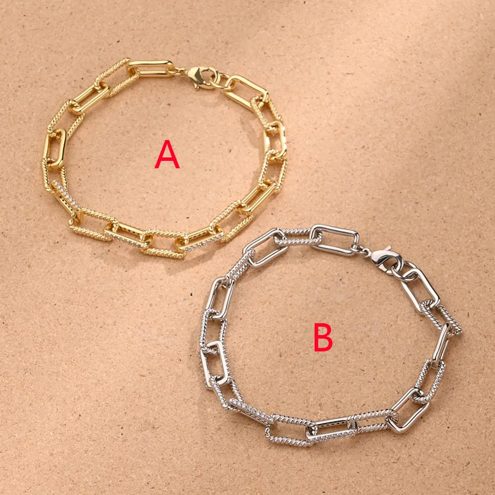 Simple Solid Color Hip-Hop Simple Style Streetwear Zircon Copper 18K Gold Plated White Gold Plated Bracelets Handmade Polishing Plating Lobster Trigger Clasp Closure display picture 2