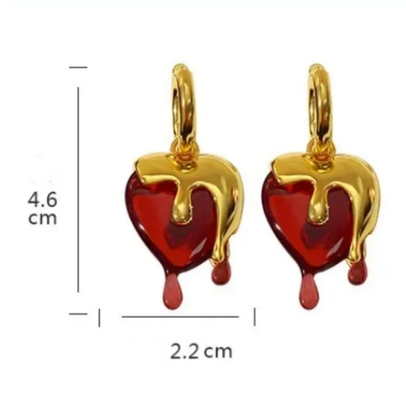 Style Européen Et Américain En Forme De Coeur Or Lave Amour Coeur Boucles D'oreilles Femmes Mode, Personnalisé Et Exagéré Lumière De Luxe En Forme De Coeur Gouttes display picture 2