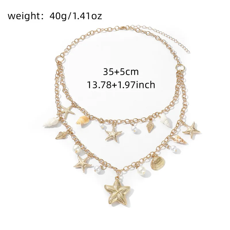 Ornament Bohemian Beach Shell Conch Sunflower Necklace Imitation Pearl Starfish Conch Pendant display picture 4