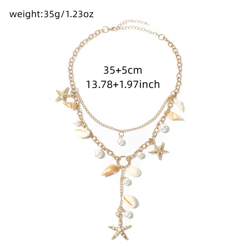 Ornament Bohemian Beach Shell Conch Sunflower Necklace Imitation Pearl Starfish Conch Pendant display picture 5