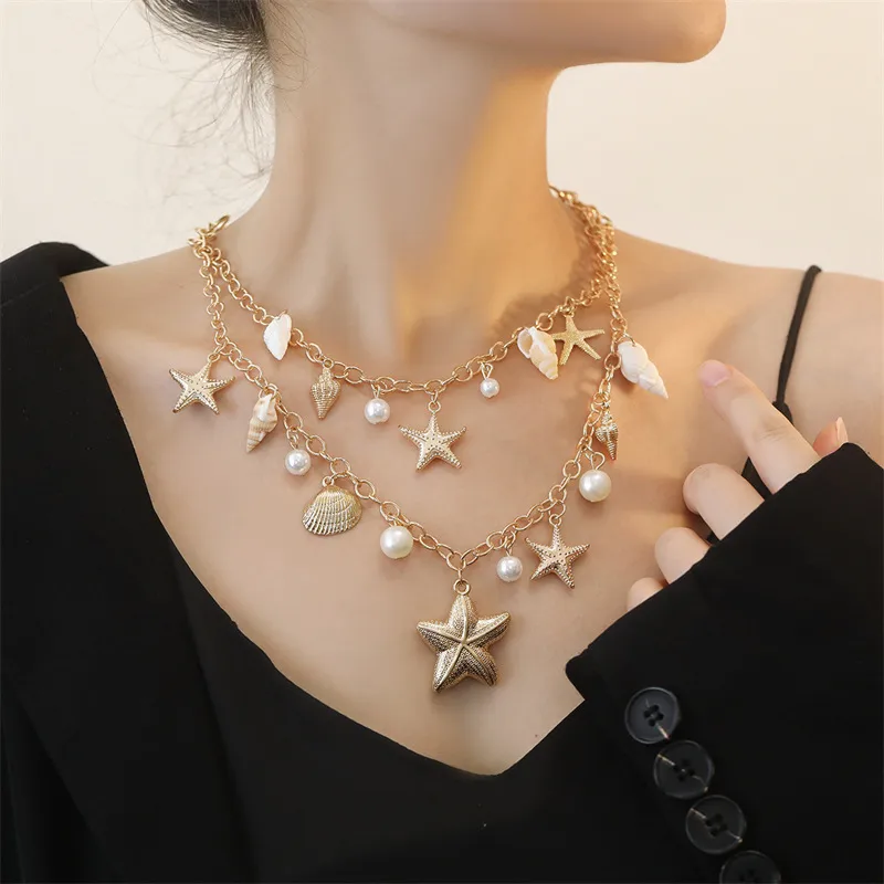 Ornament Bohemian Beach Shell Conch Sunflower Necklace Imitation Pearl Starfish Conch Pendant display picture 14