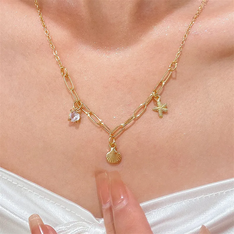 Ornament Bohemian Beach Shell Conch Sunflower Necklace Imitation Pearl Starfish Conch Pendant display picture 16