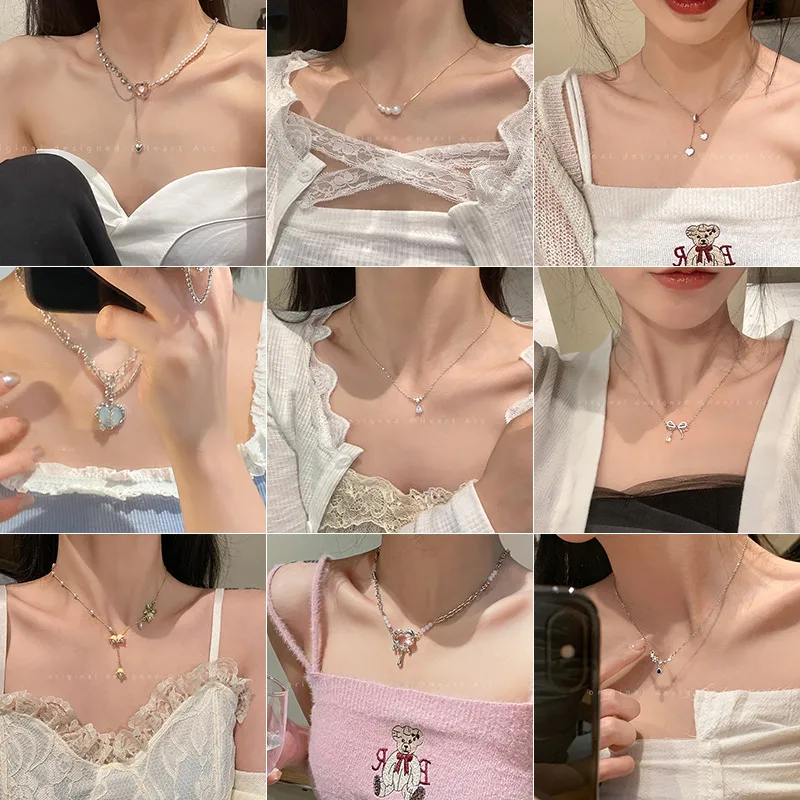 Necklace For Women New And New Style 2025 New Fashion Clavicle Chain Sweet Cool Style Lovely Sweater Chain Metal Texture High Sense For Women display picture 1