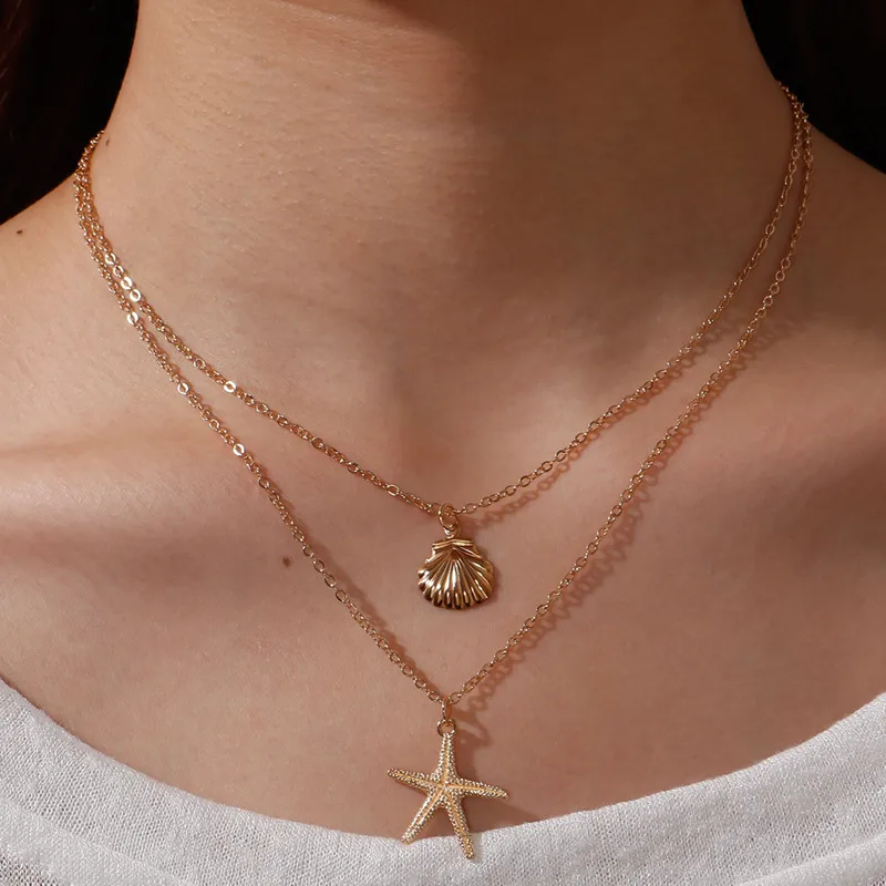 Ornament Bohemian Beach Shell Conch Sunflower Necklace Imitation Pearl Starfish Conch Pendant display picture 19