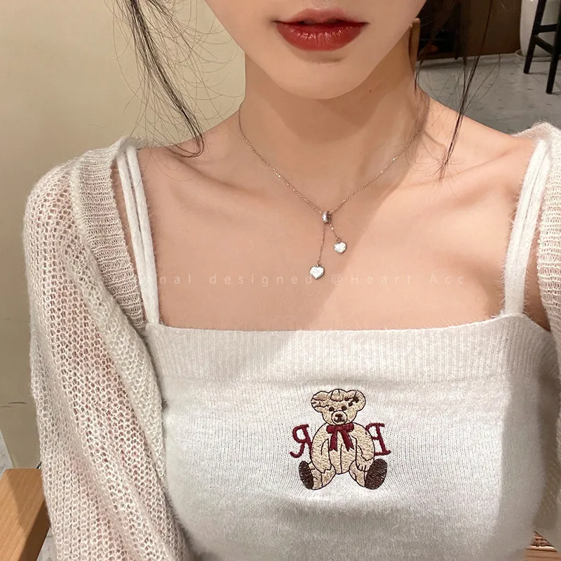 Style Frais Doux Belle Chaîne De Chandail Texture En Métal Haut Sens Pour Les Femmes Collier Pour Les Femmes De Style Japonais Et Coréen 2025 Nouvelle Chaîne De Clavicule De Mode display picture 16