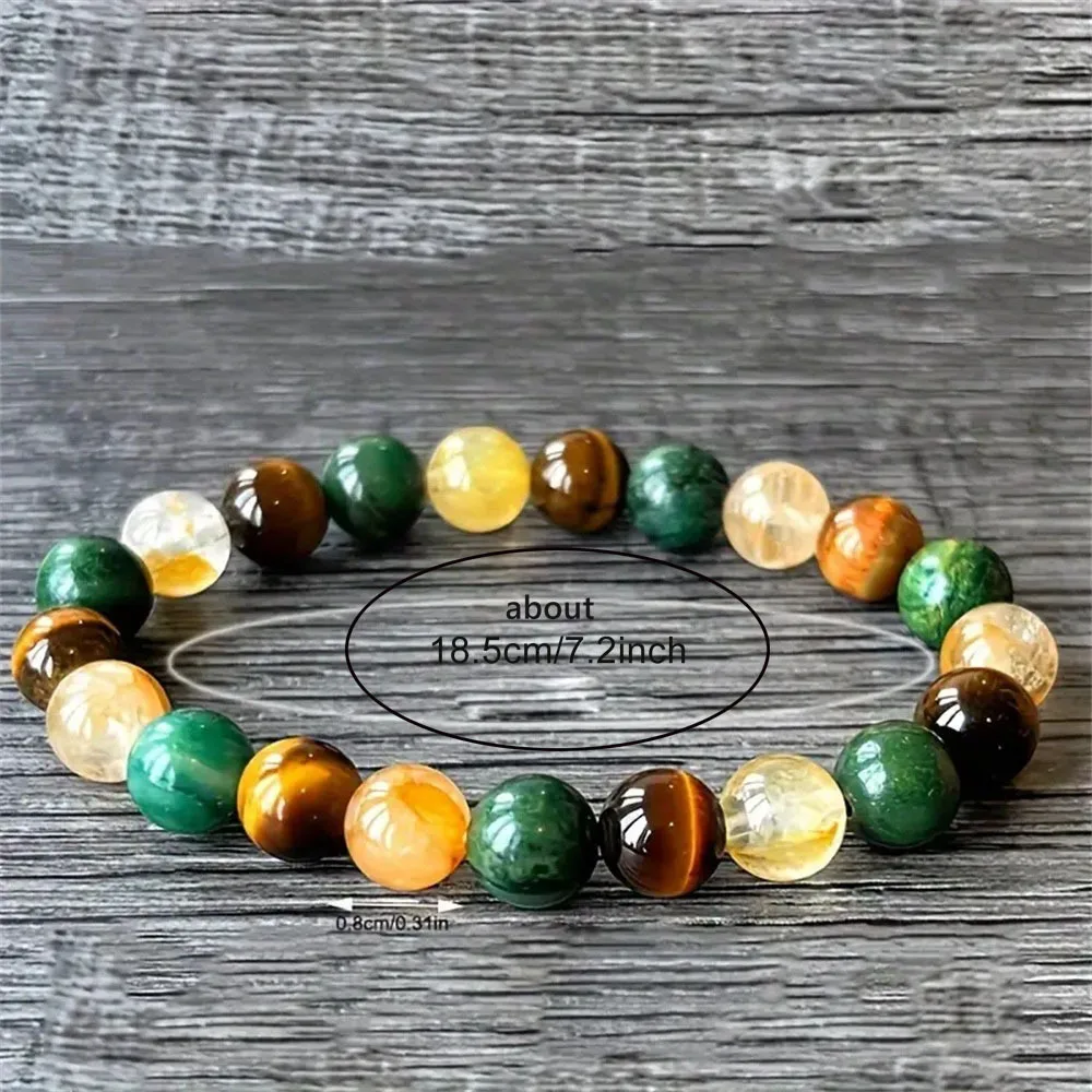 Natural Stone Bracelet Men's And Women's Same Style Unisex Style Hip Hop Ear Accessories Tigereye Citrine Malachite Bracelet display picture 3
