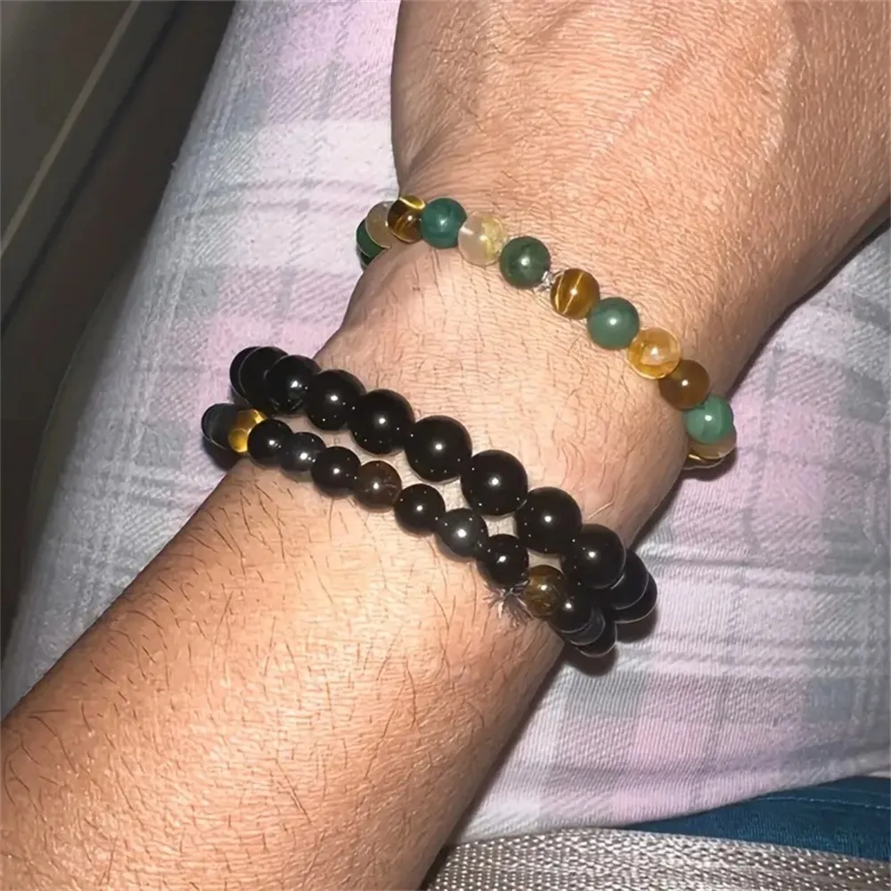 Natural Stone Bracelet Men's And Women's Same Style Unisex Style Hip Hop Ear Accessories Tigereye Citrine Malachite Bracelet display picture 1