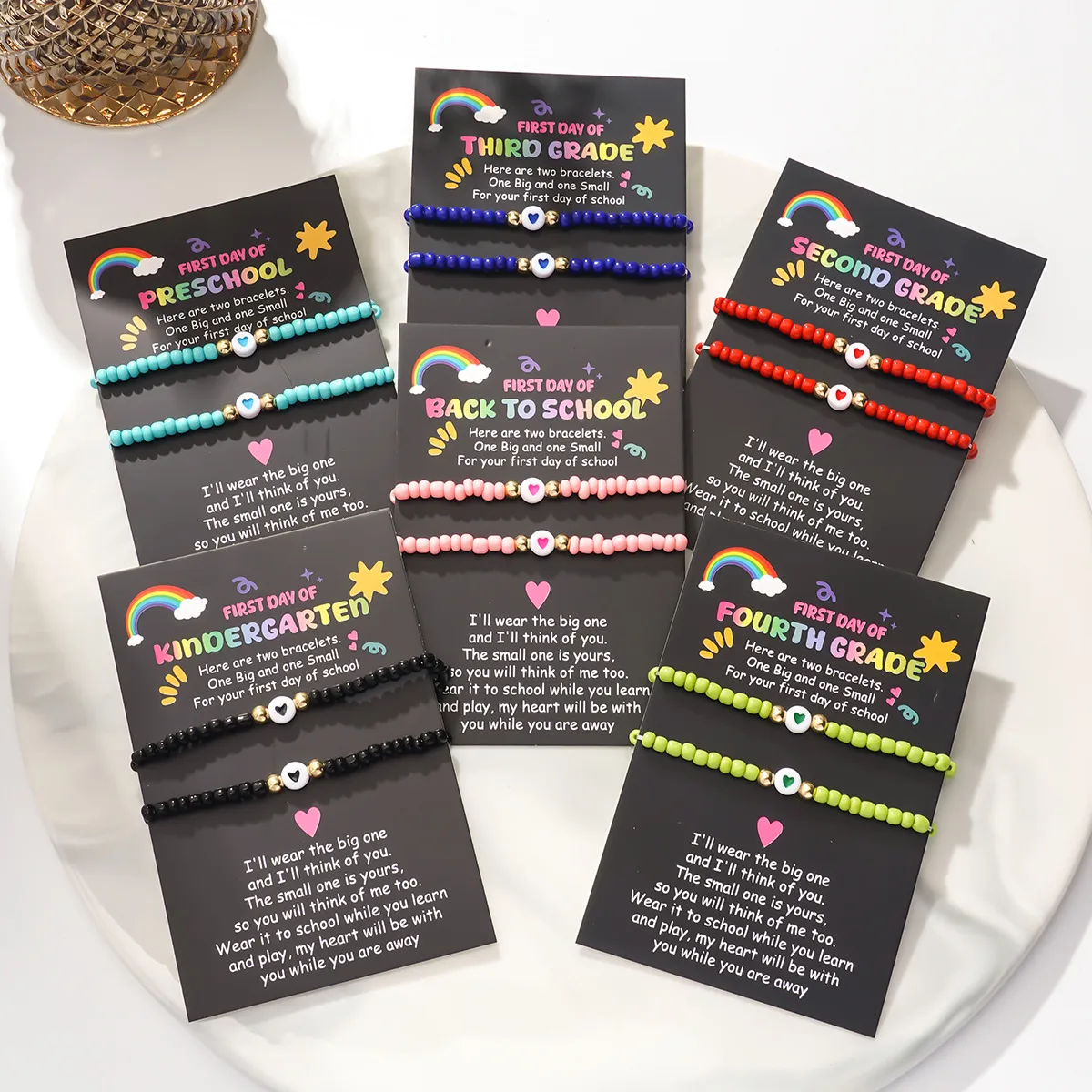 Bohemian Style Colorful Glass Beads Acrylic Heart Handmade Beaded With Card Women's Bracelet display picture 3