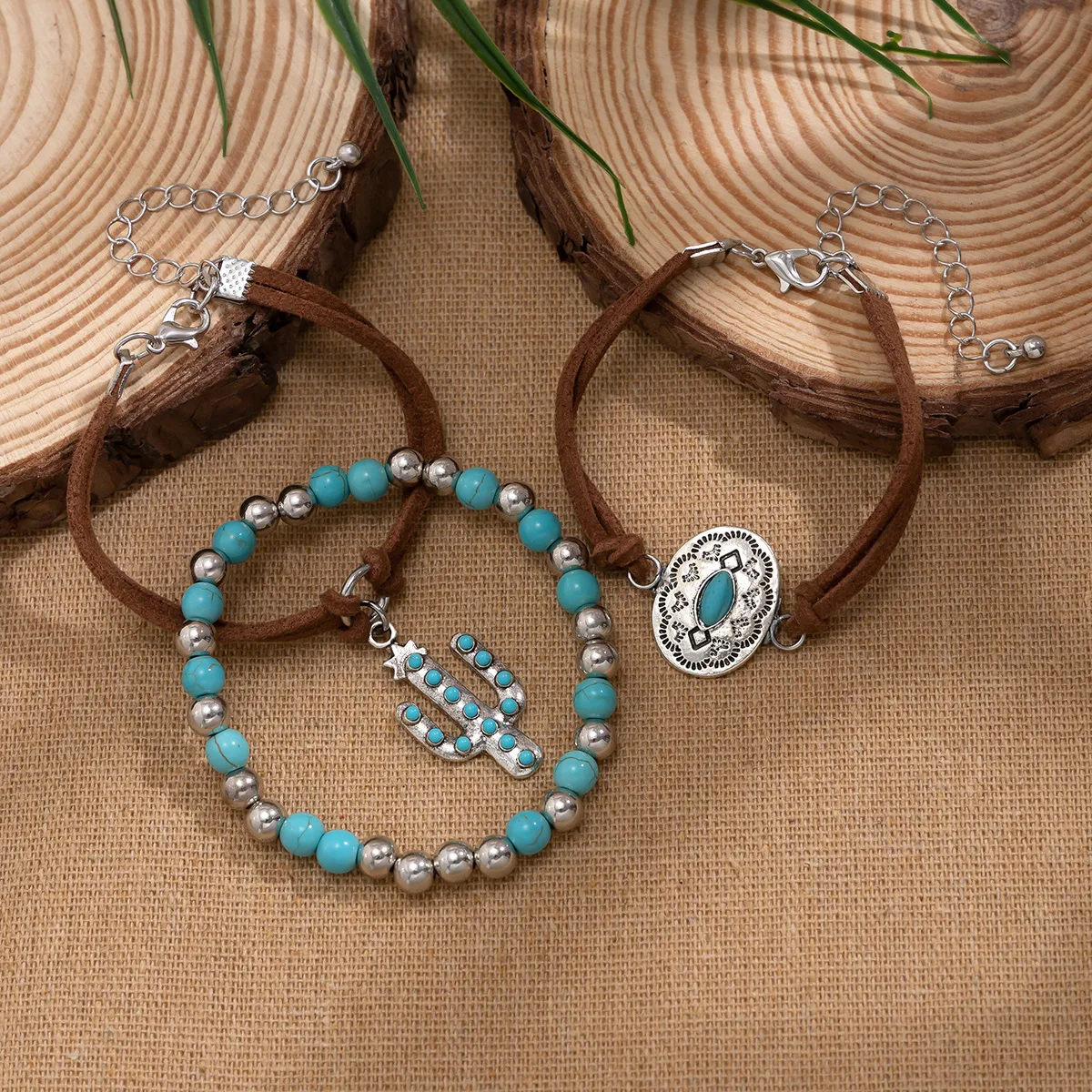 Ethnic Style Retro Turquoise Cowboy Hat Bracelet Suit Personality Multi-Element Snake Bone Chain Bracelet display picture 7